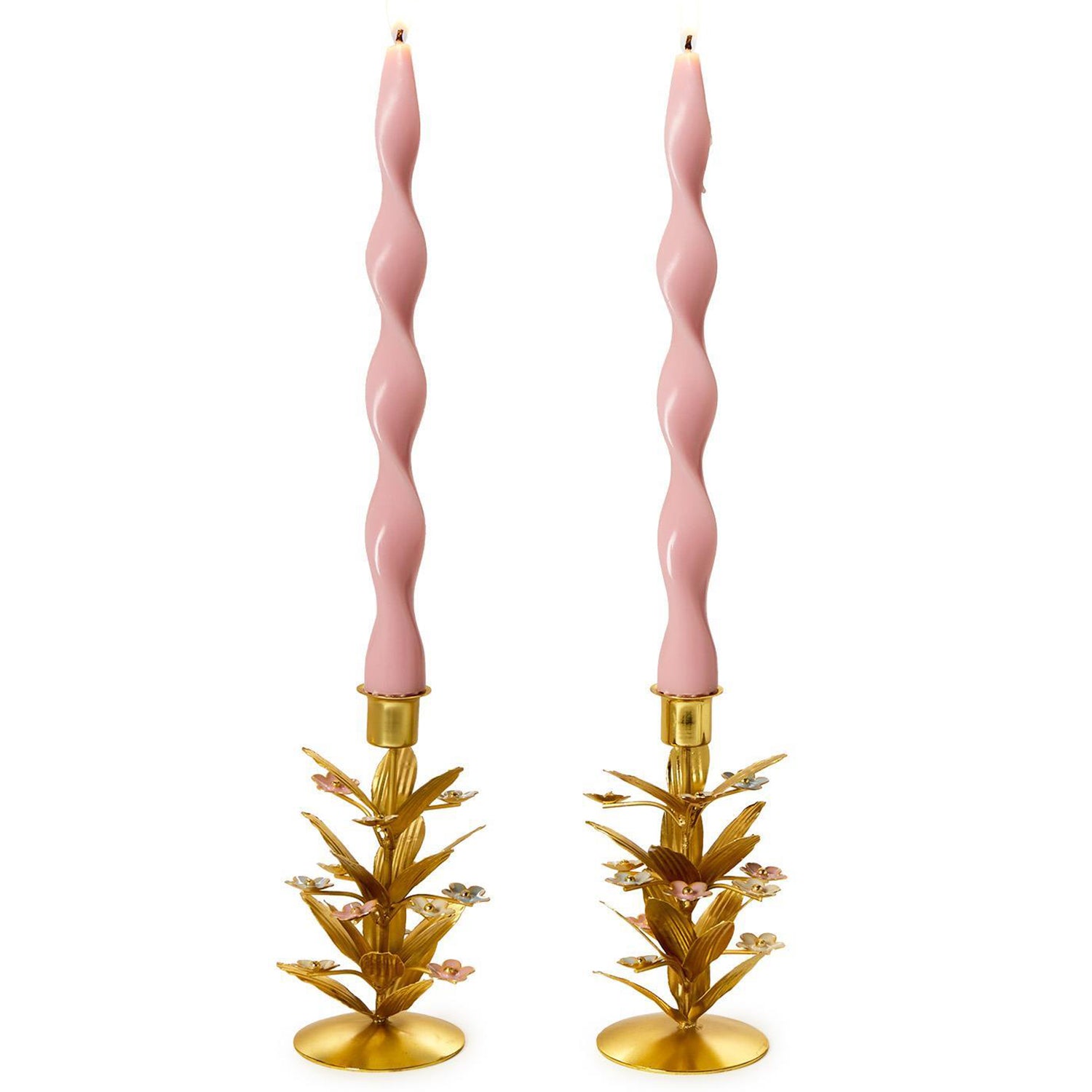 Tri-Flower Embellished Candleholder Set of 2