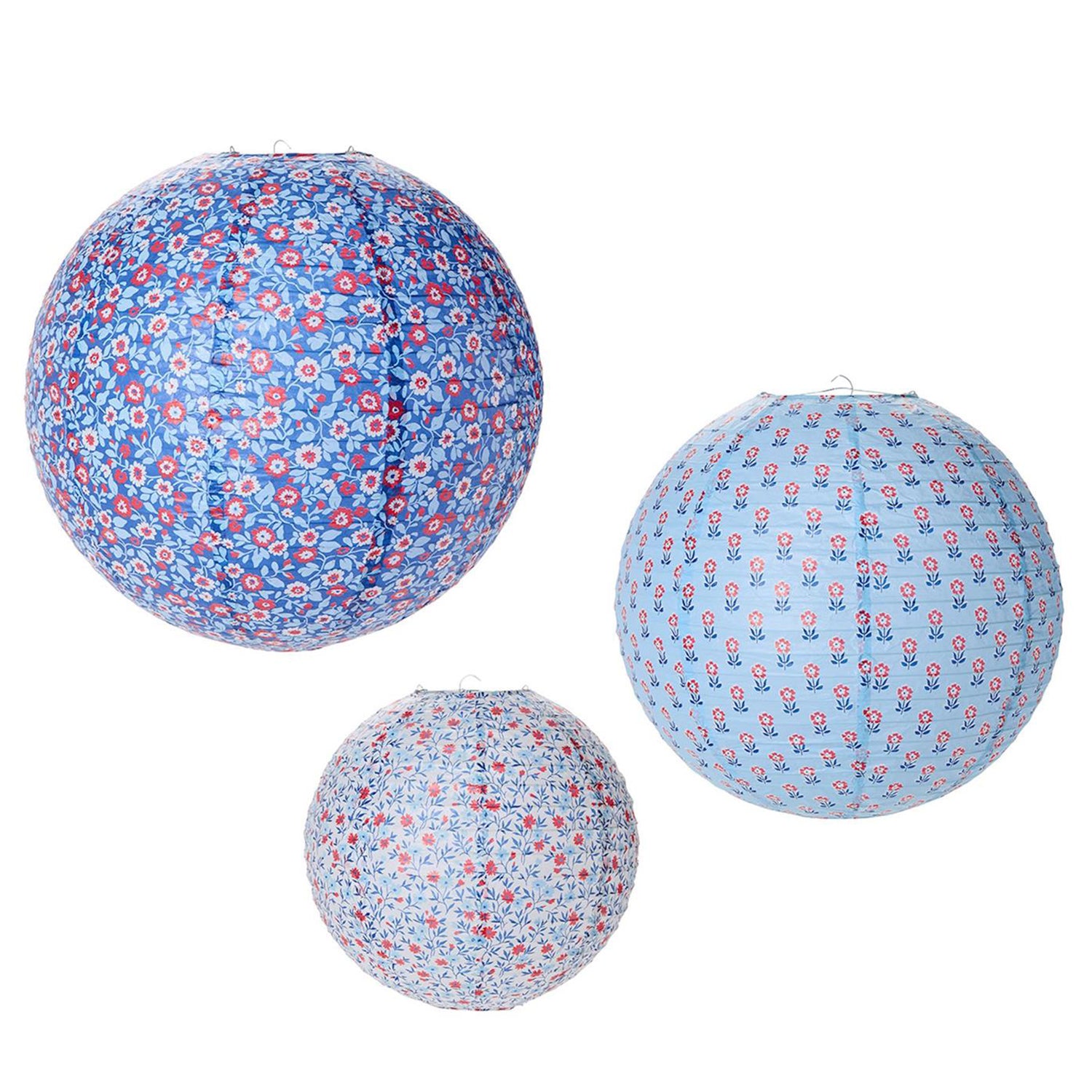 Red, White and Bloom Paper Lanterns in Gift Pack Set