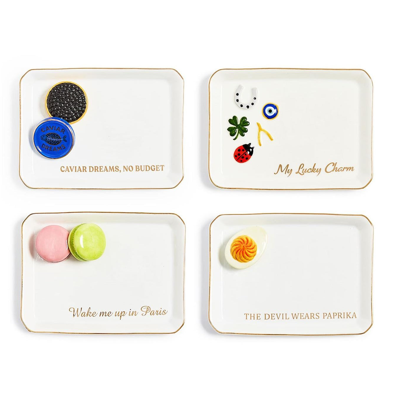 Tres Iconic Trinket Tray with Saying in Gift Box Set of 4