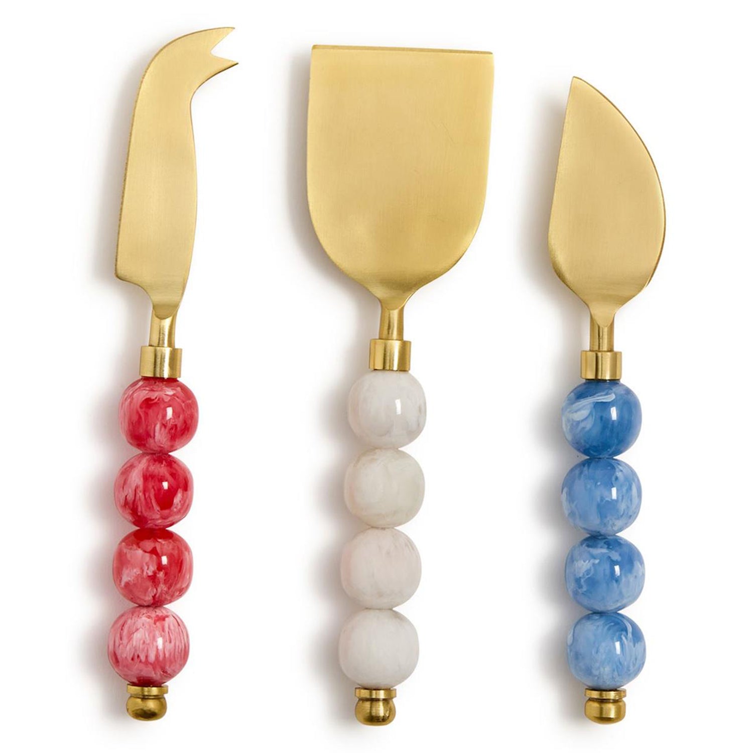 Red, White and Blue Cheese Knives in Gift Box Set of 3