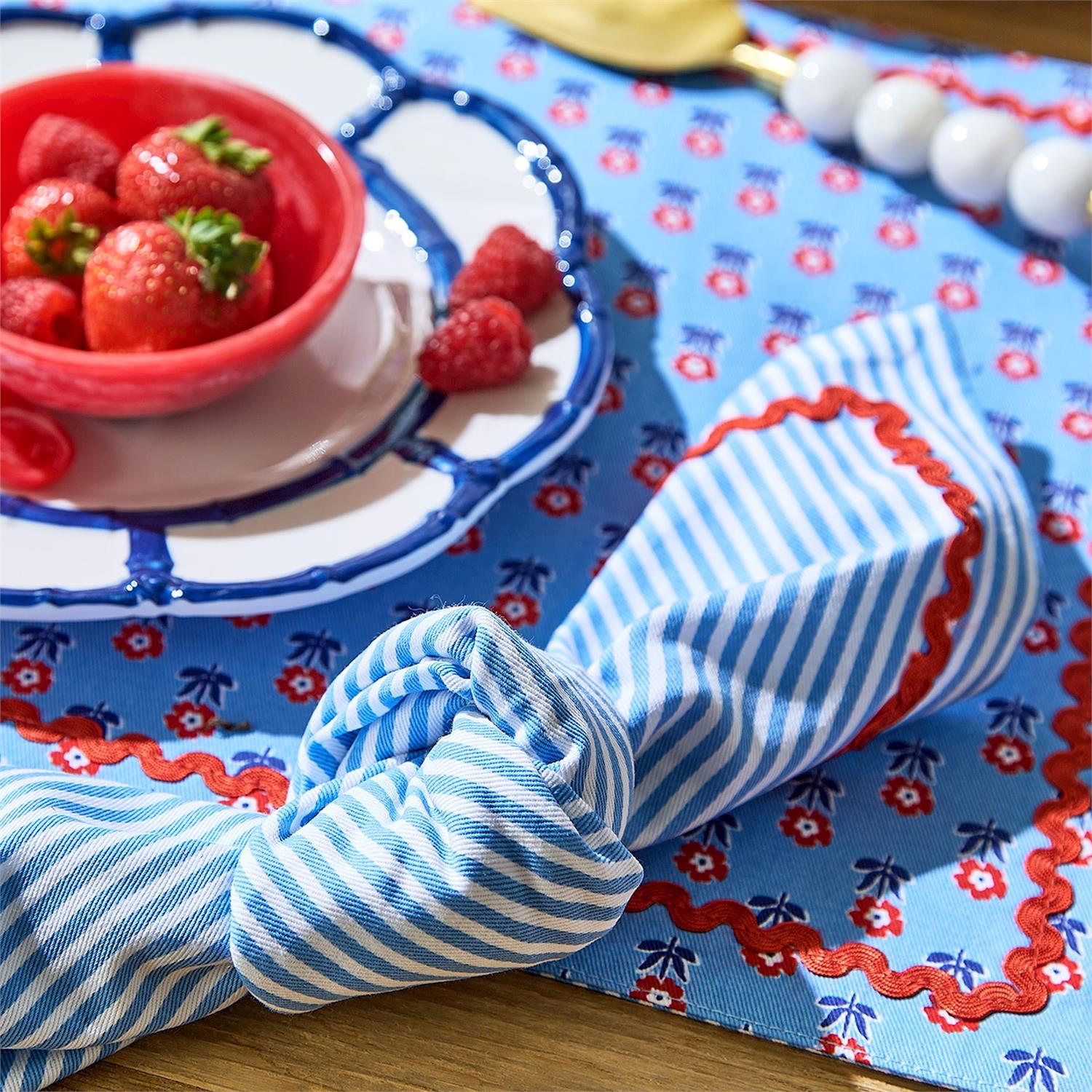 Red, White and Bloom Double Sided Placemat Set of 4