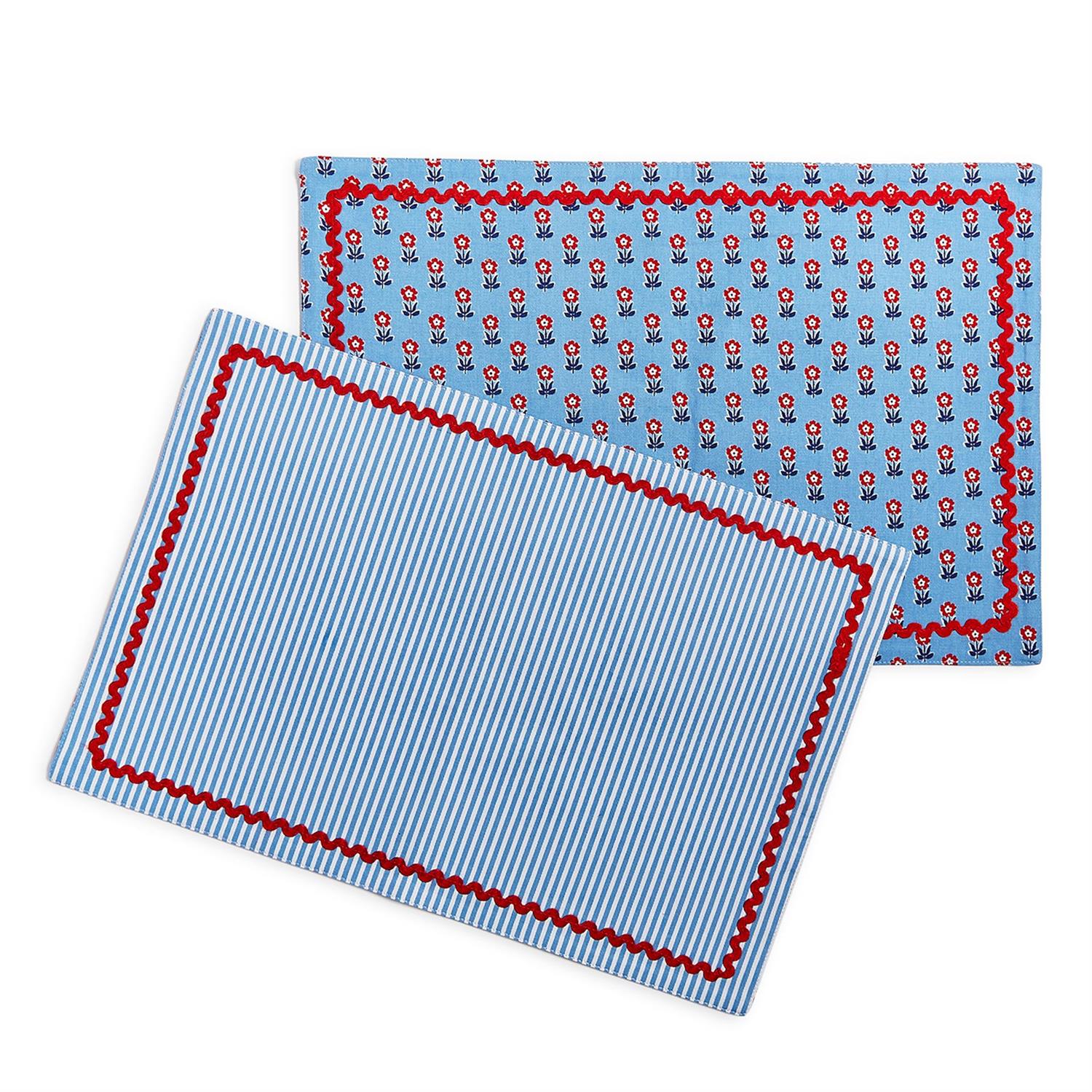 Red, White and Bloom Double Sided Placemat Set of 4
