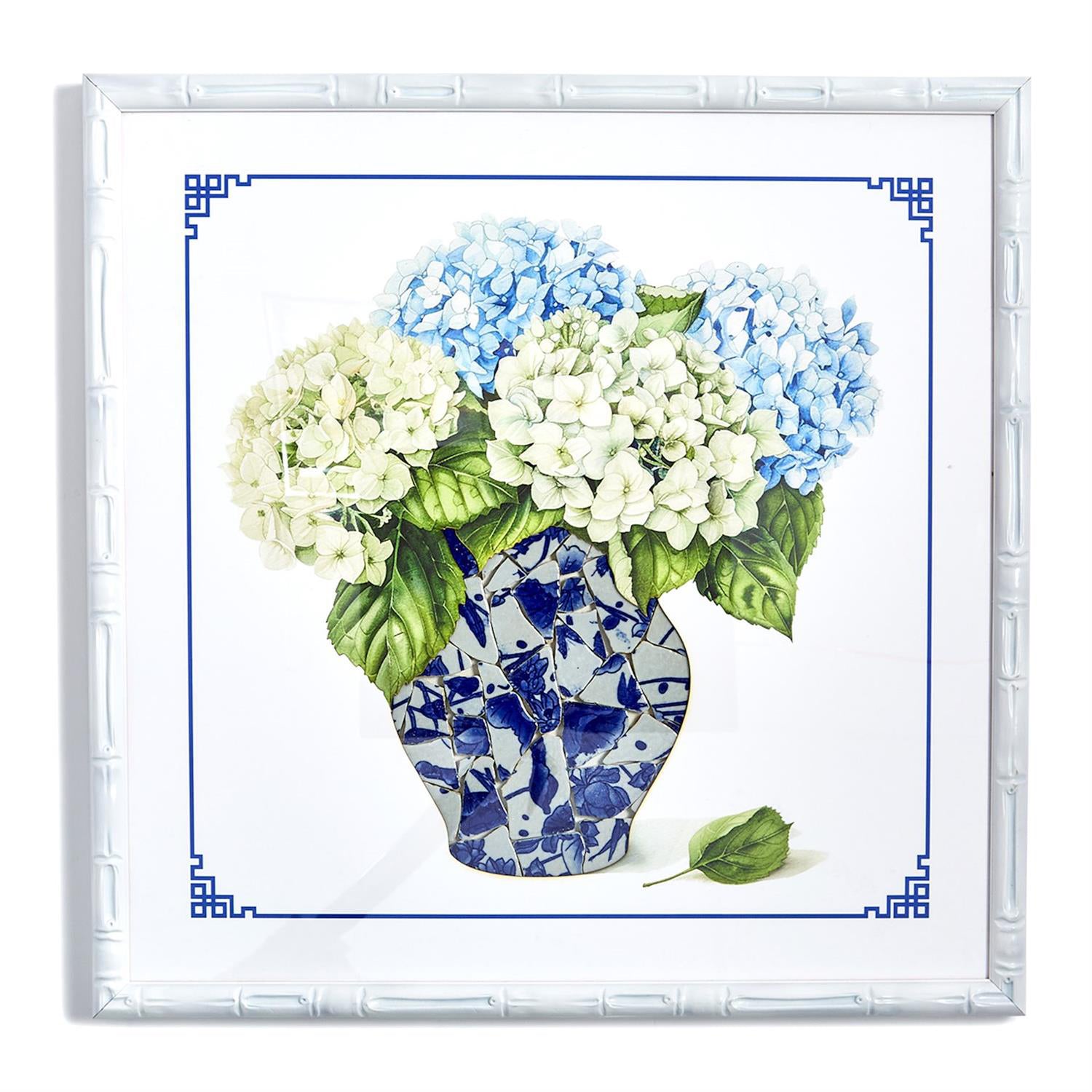 Blue and White Vase with Hydrangea Flower Wall Art Set of 2