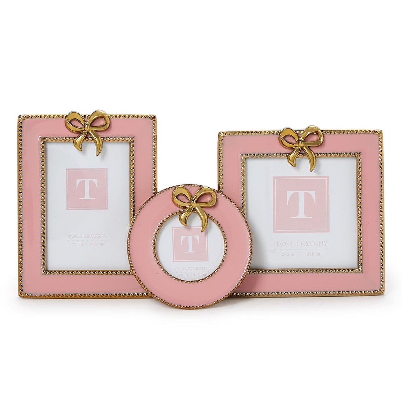 Gold Bow Pink Mini Picture Frame Set of 3