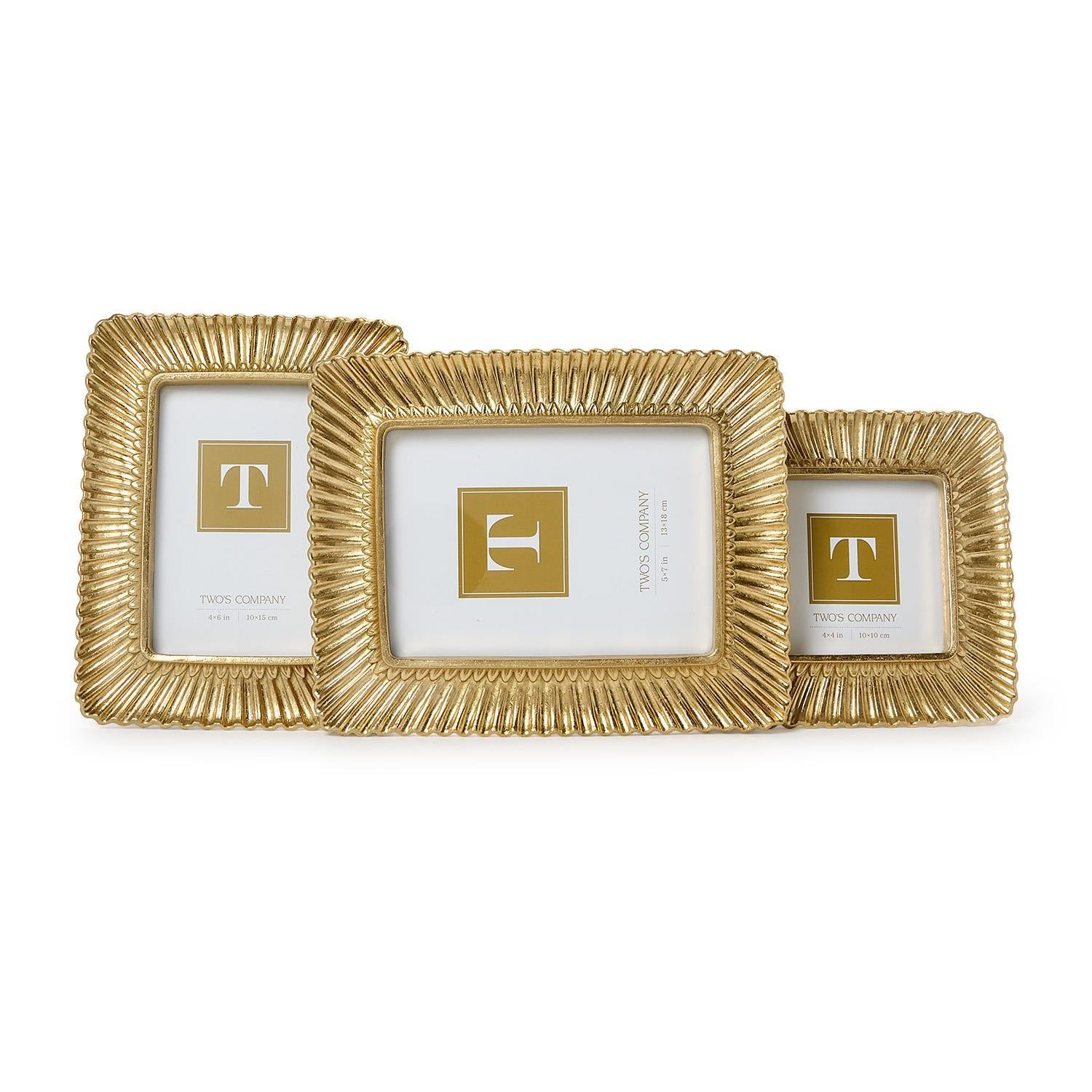 Sculpted Scalloped Plume Gold Photo Frame Set of 3