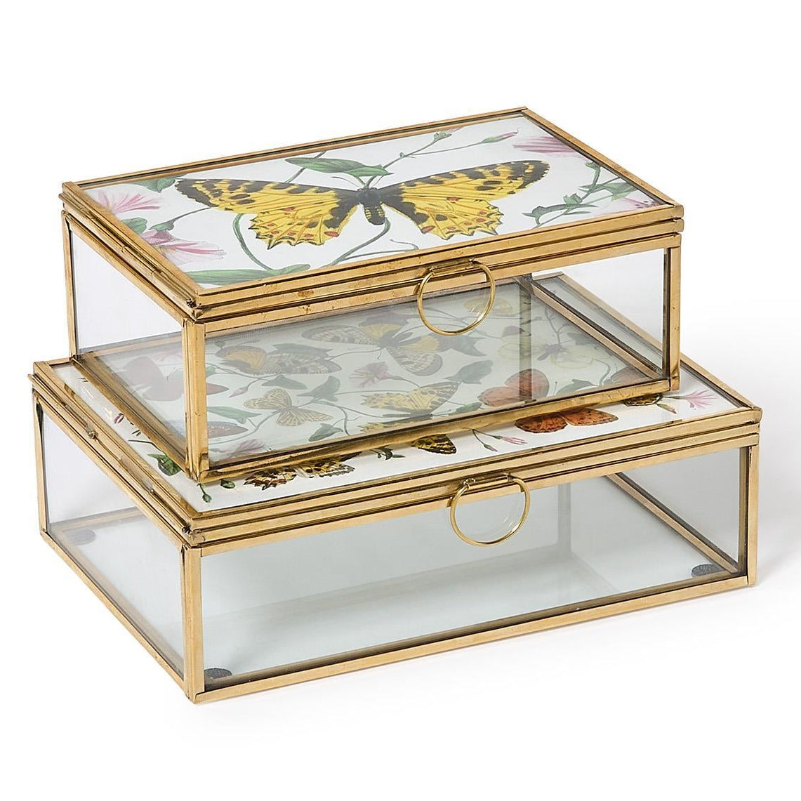 Glass and Brass Photo Box Set of 2