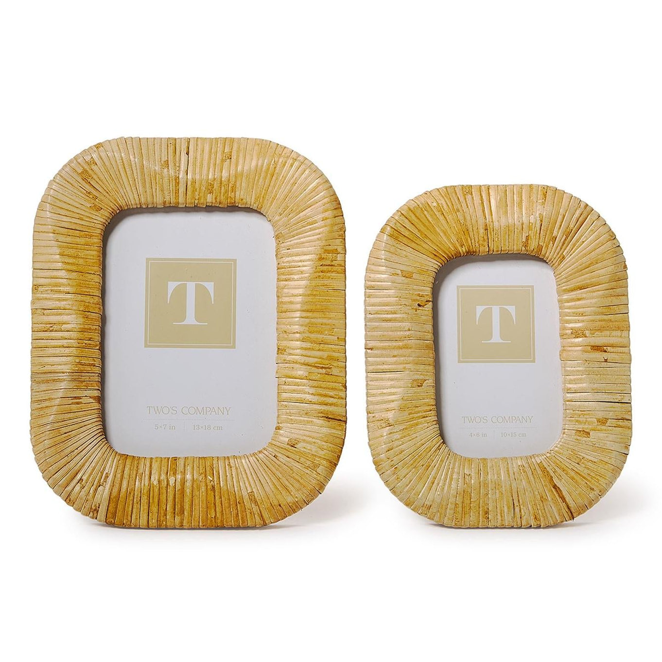 Wave Rattan Photo Frame Set of 2