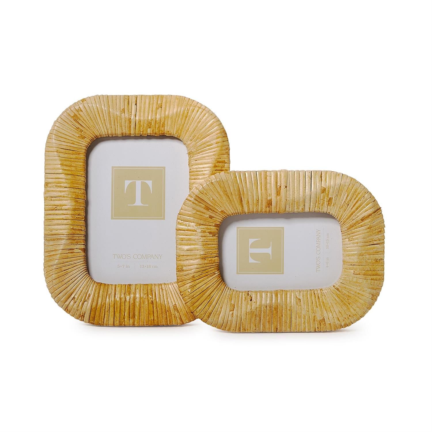 Wave Rattan Photo Frame Set of 2