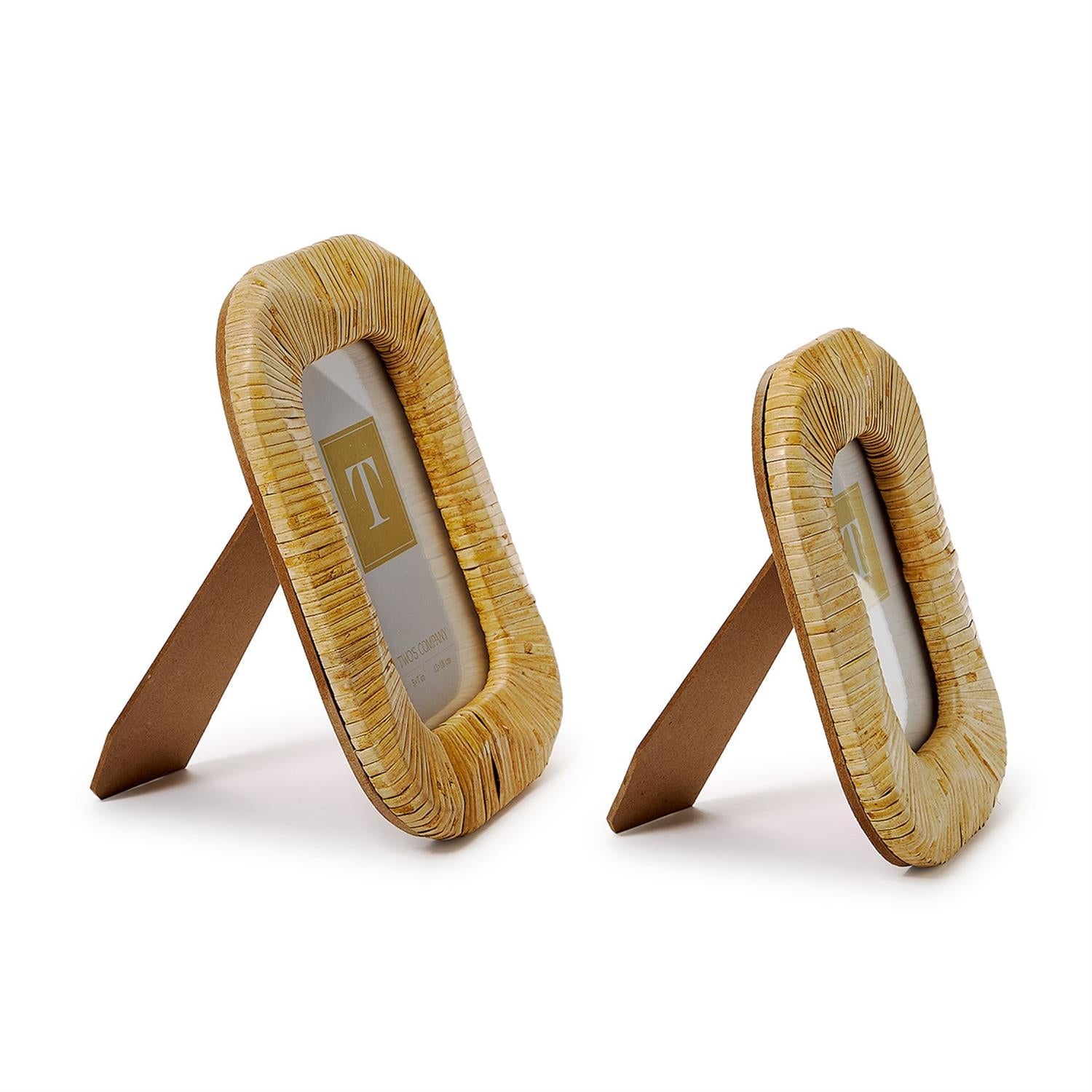 Wave Rattan Photo Frame Set of 2