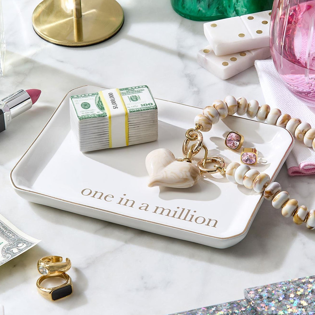 One in a Million Iconic Trinket/Desk Tray with Saying in Gift Box