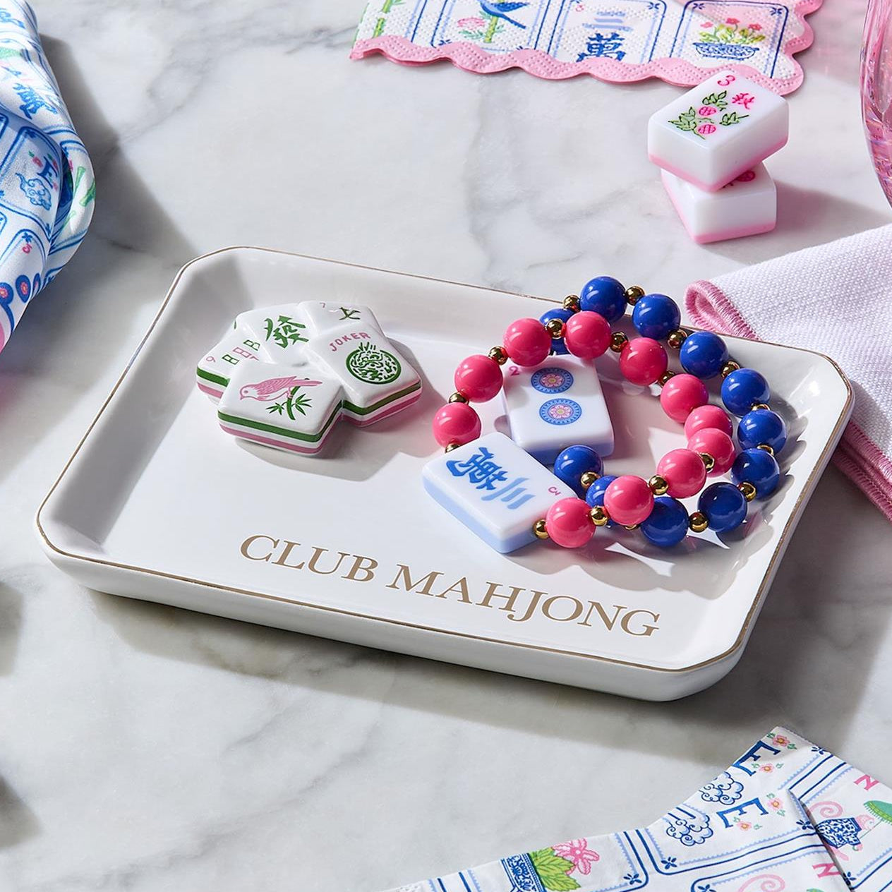 Mahjong Iconic Trinket/Desk Tray with Saying in Gift Box