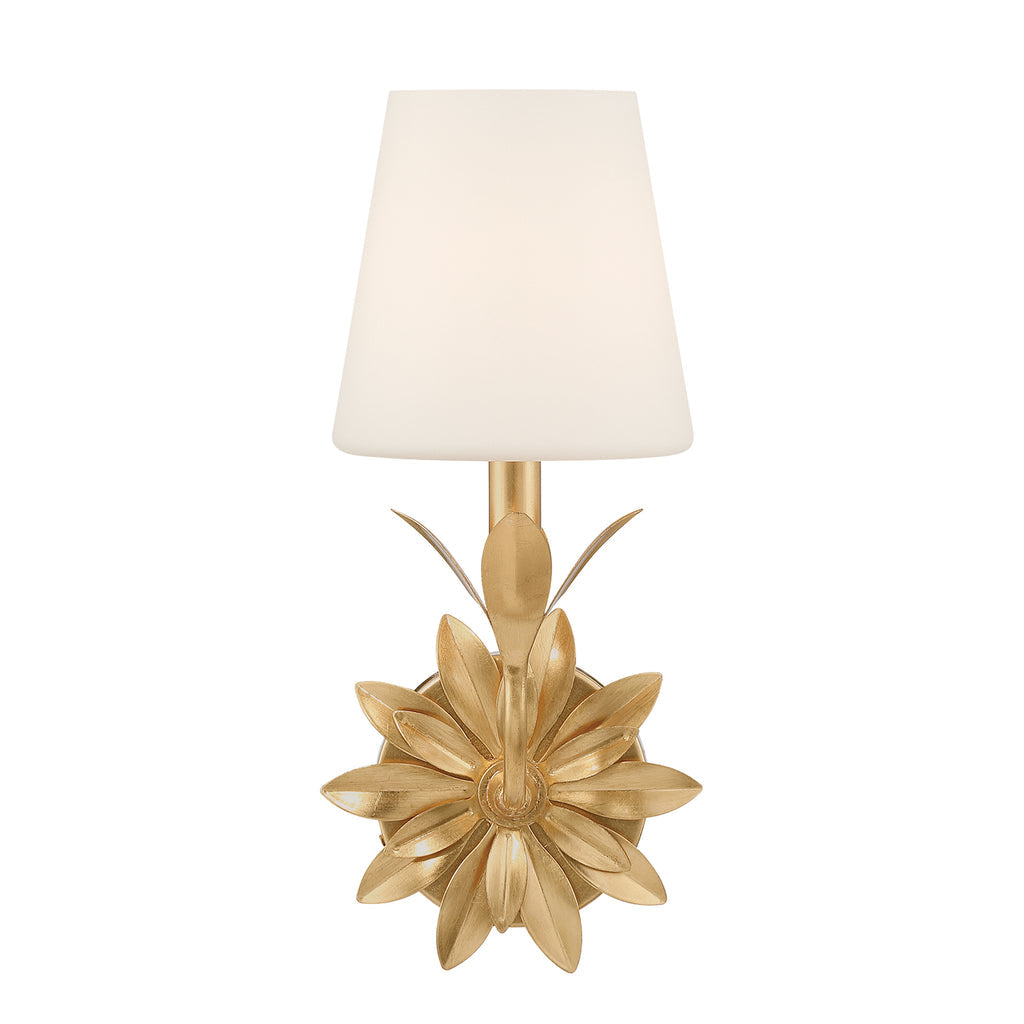 Crystorama Broche 1 Light Antique Gold Sconce