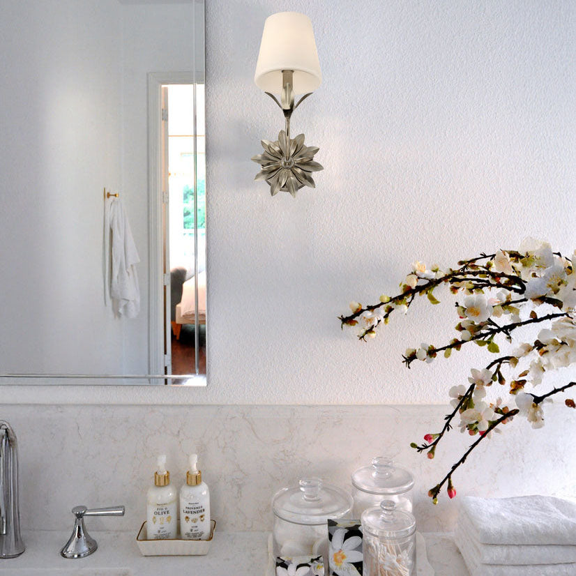 Crystorama Broche 1 Light Antique Silver Sconce