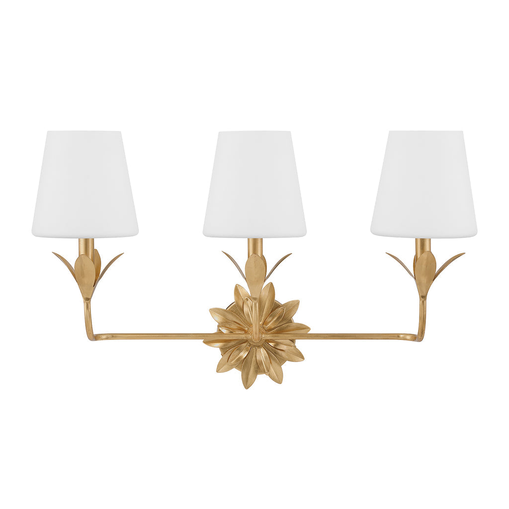 Crystorama Broche 3 Light Antique Gold Bathroom Vanity Light