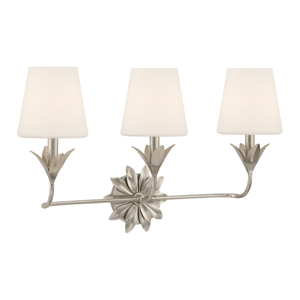 Crystorama Broche 3 Light Antique Silver Bathroom Vanity Light