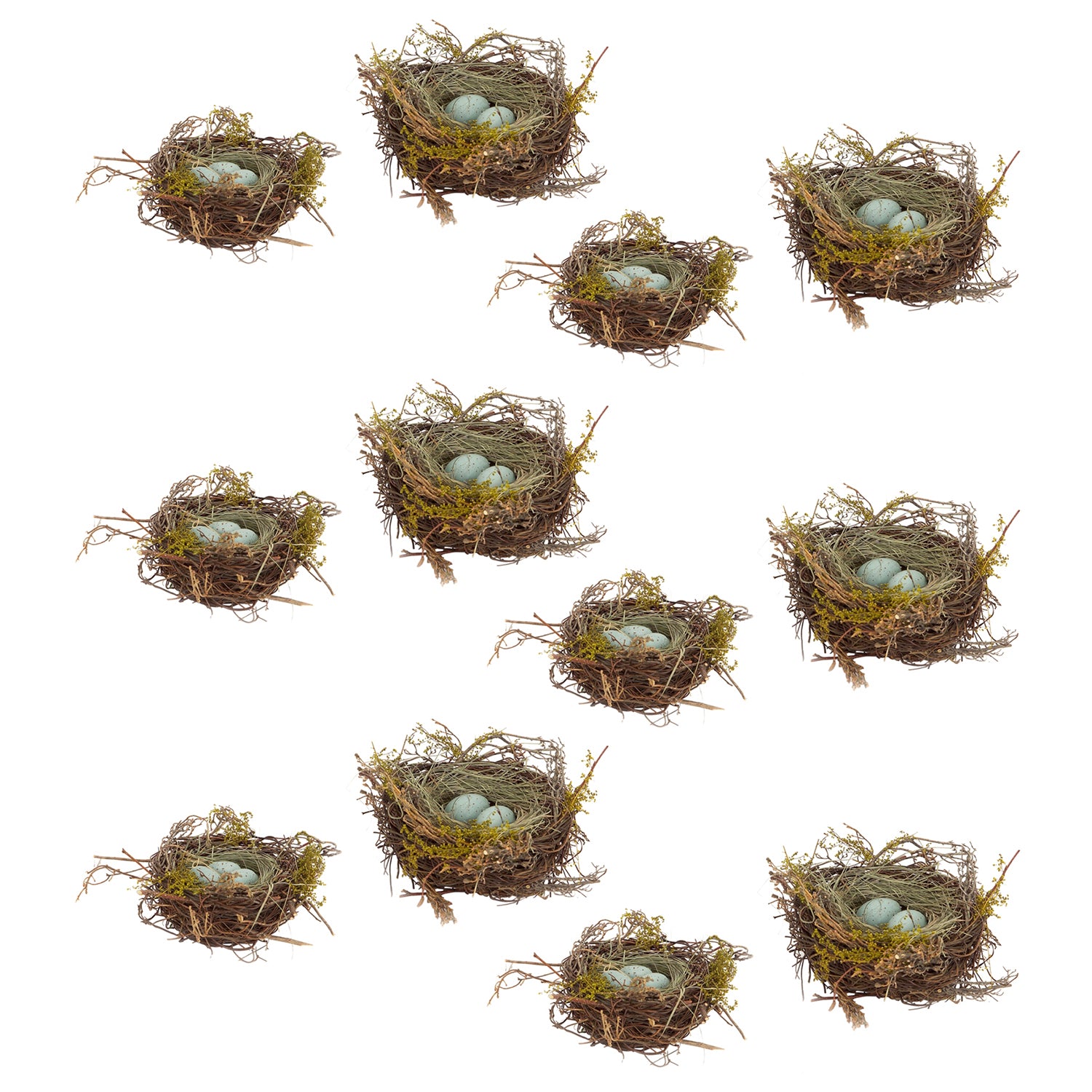 Birds Nest with Eggs Set of 12