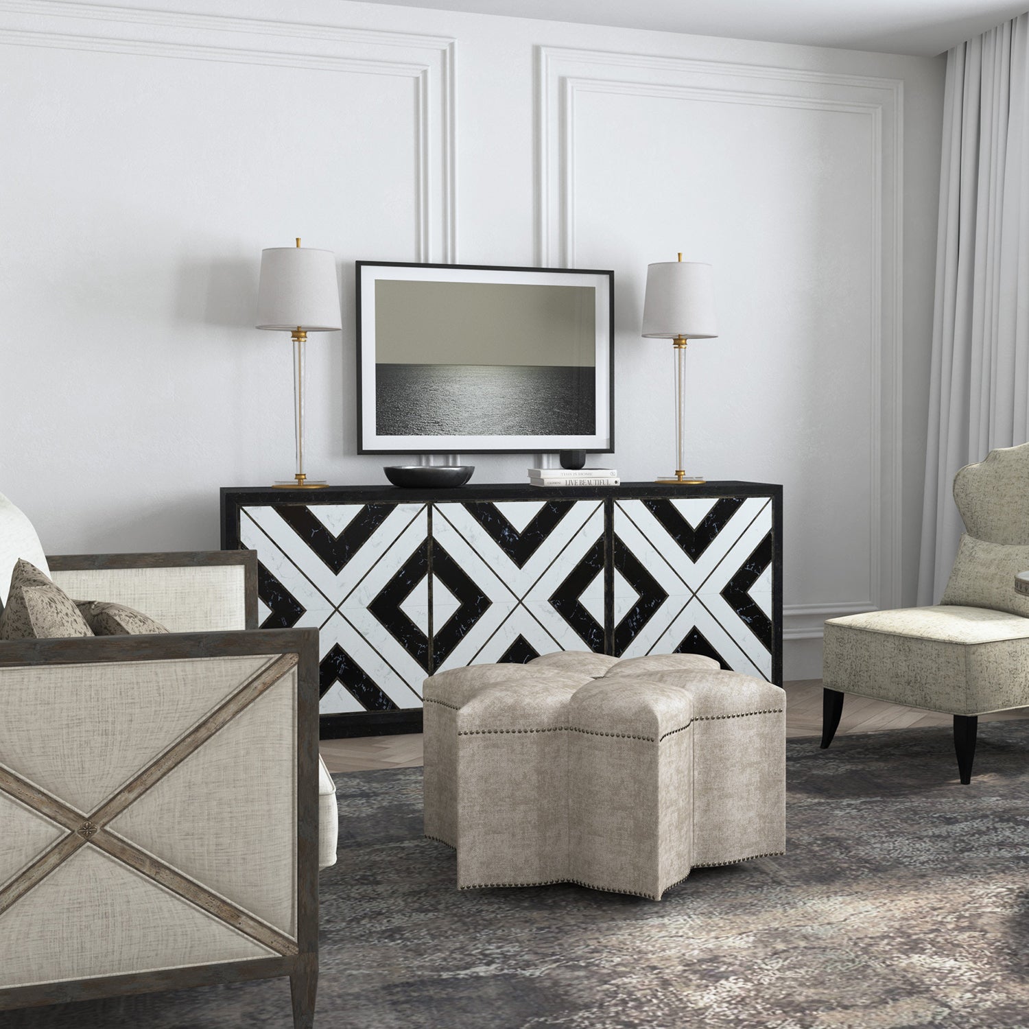 Hooker Furniture Sanctuary Noir Et Blanc Entertainment Console
