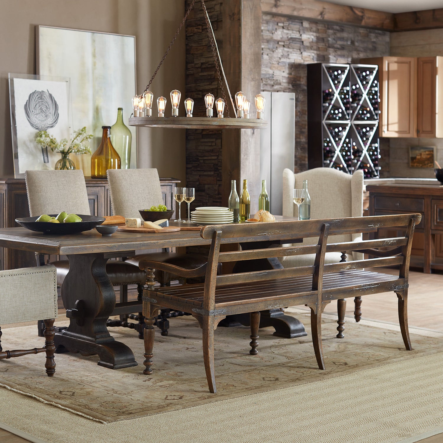 Hooker Furniture Hill Country Helotes Dining Bench