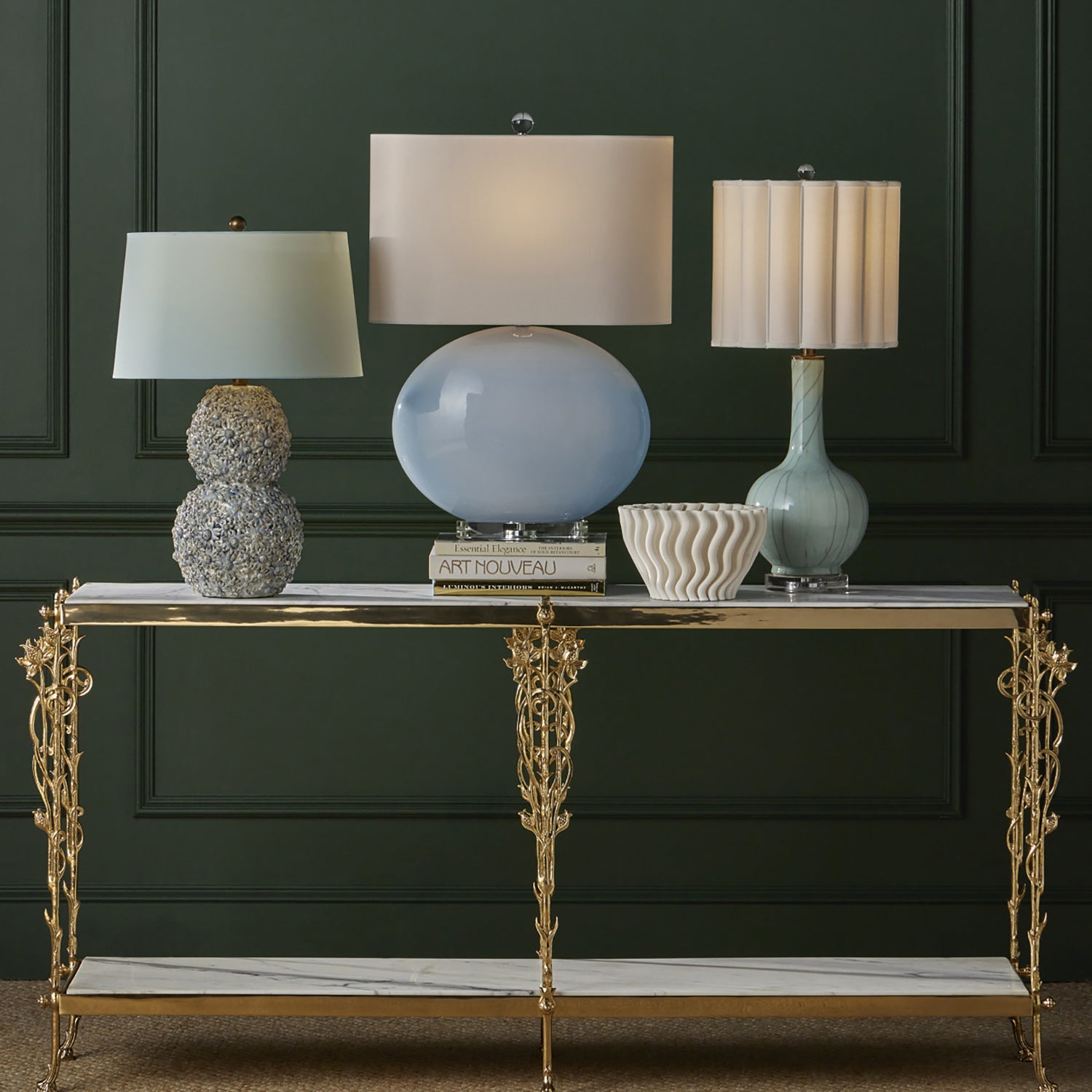 Currey & Co Celadon Crackle Table Lamp