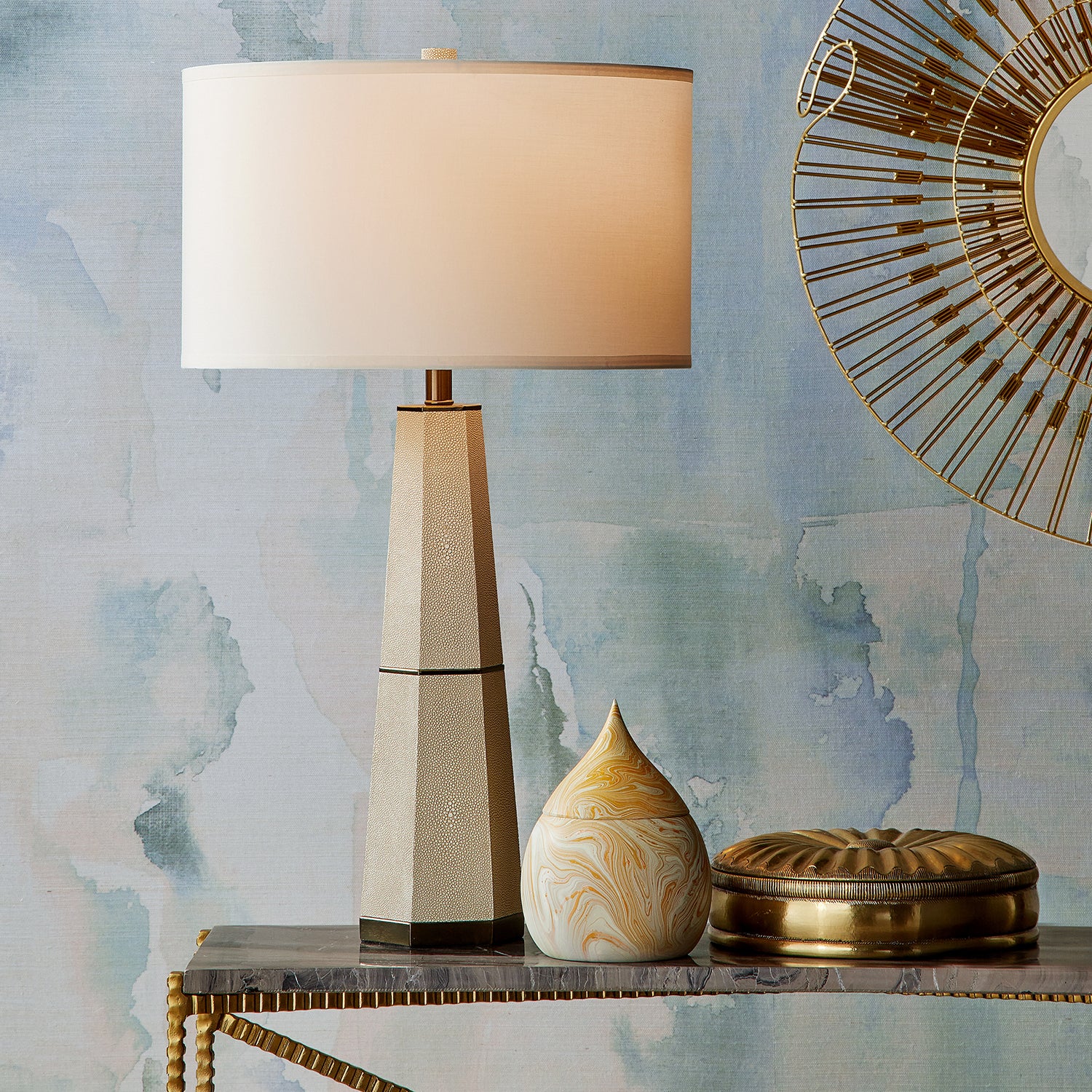 Currey & Co Galuchat Ivory Tapered Table Lamp