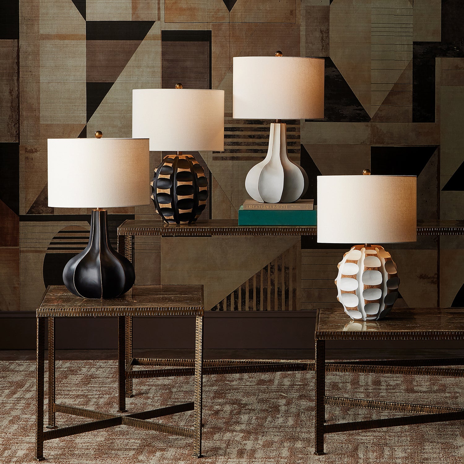 Currey & Co Betel Nut White Table Lamp