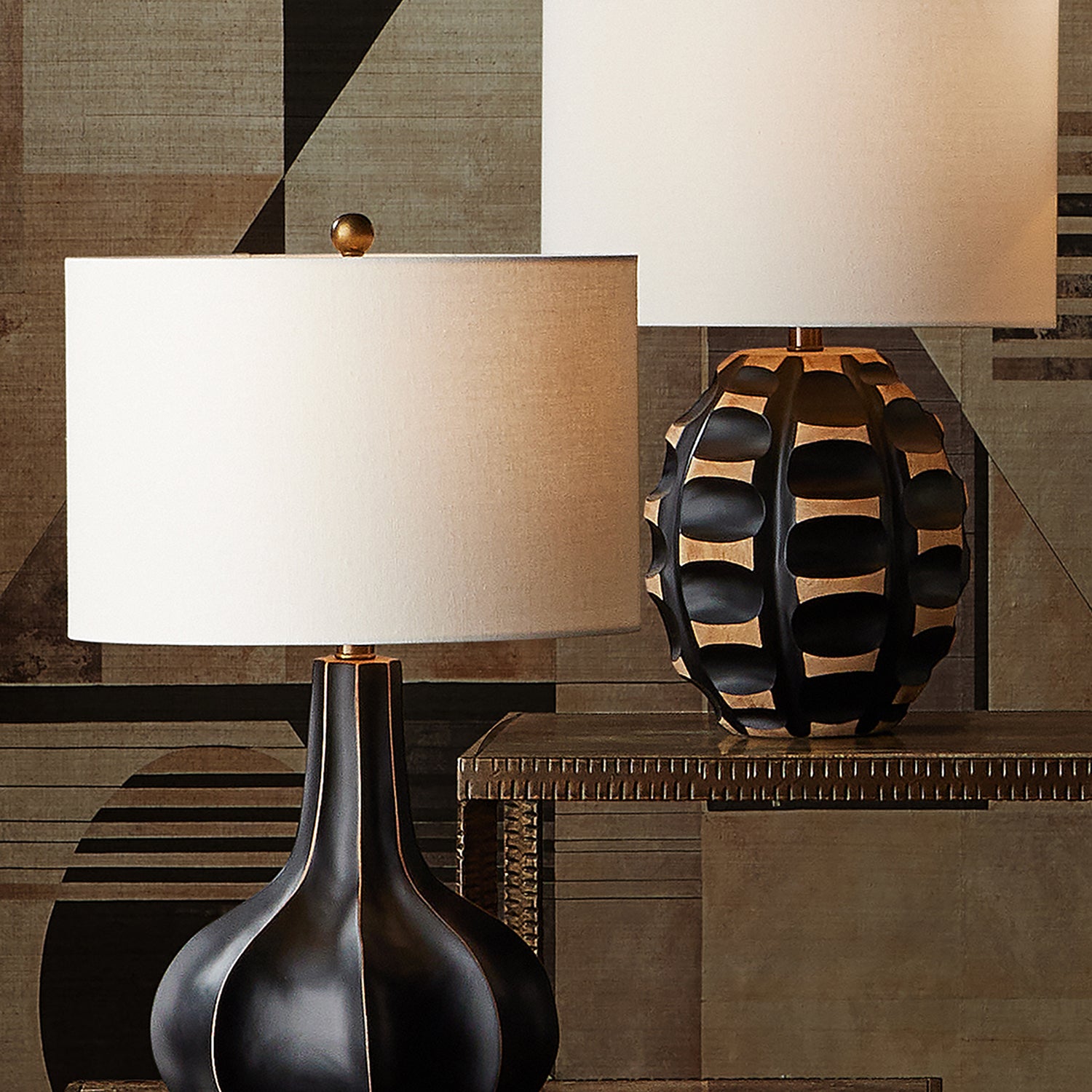 Currey & Co Betel Nut Black Table Lamp