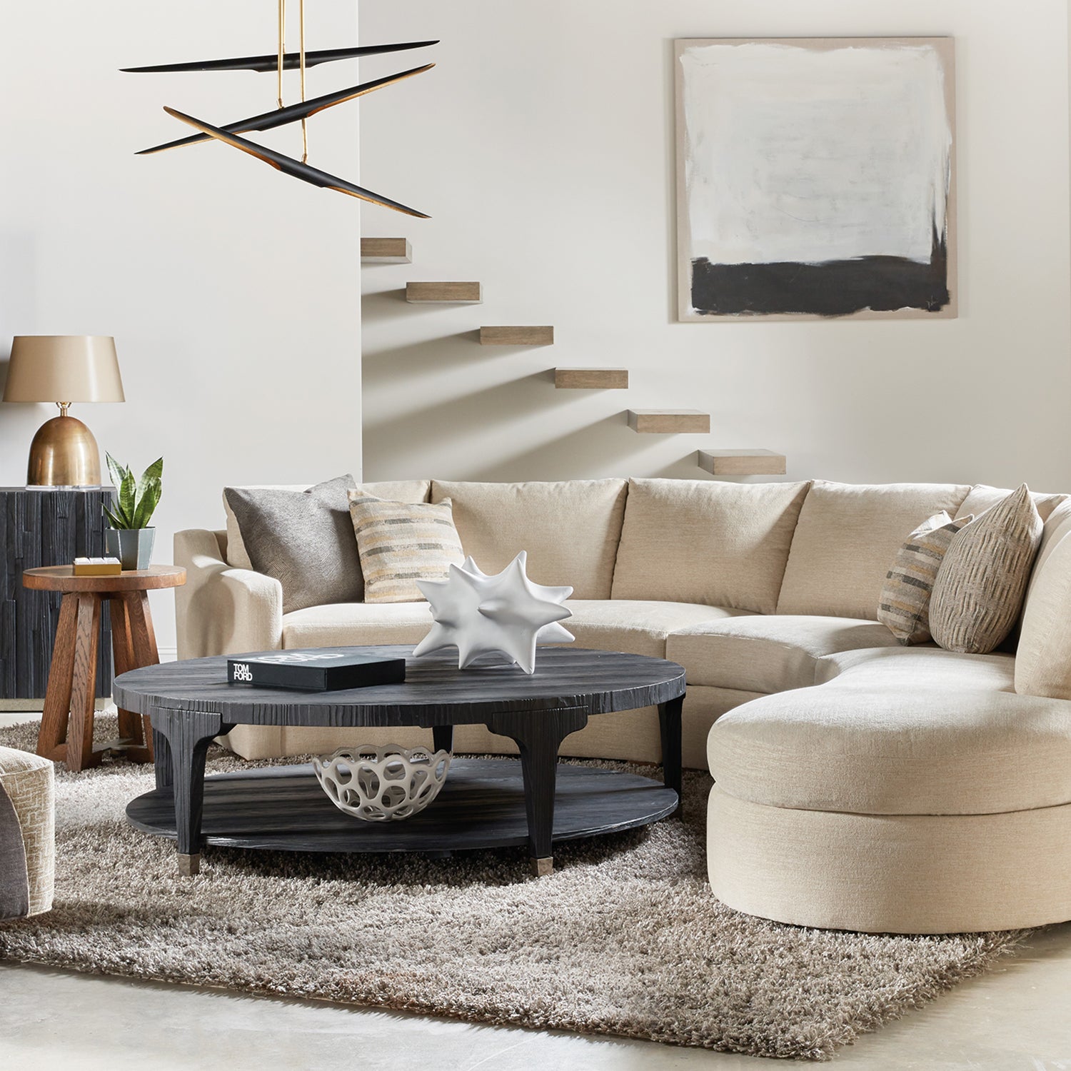 Hooker Furniture Chapman Shou Sugi Ban Round Cocktail Table