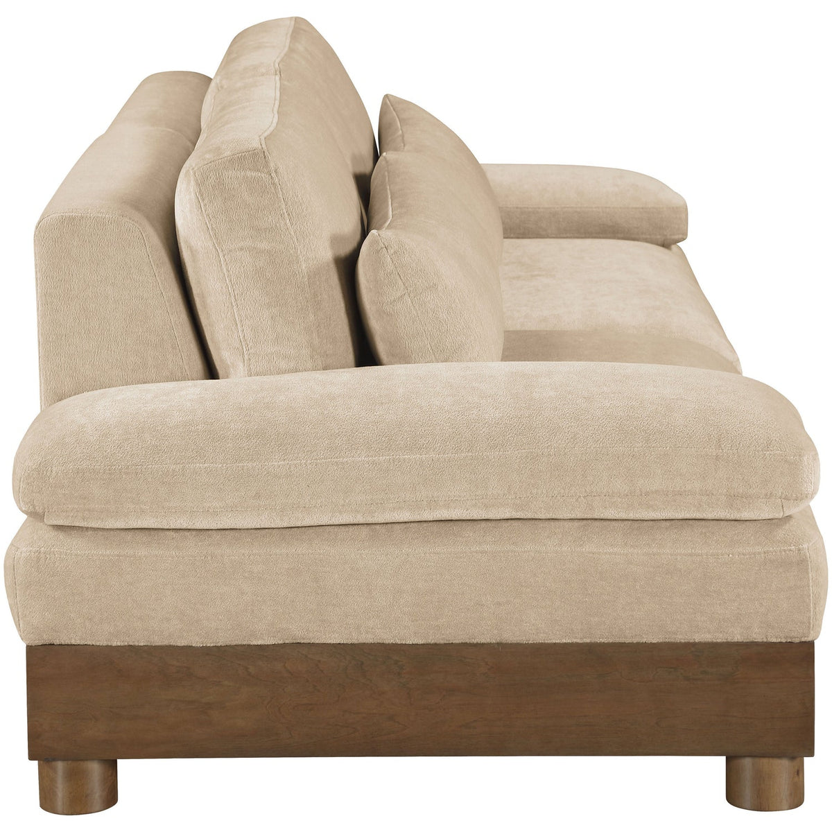 Turin 95.5in Beige Chenille Fabric Upholstered 2 Piece Modular Sofa