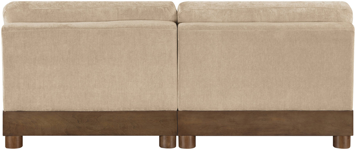 Turin 80in Beige Chenille Fabric Upholstered 2 Piece Modular Sofa