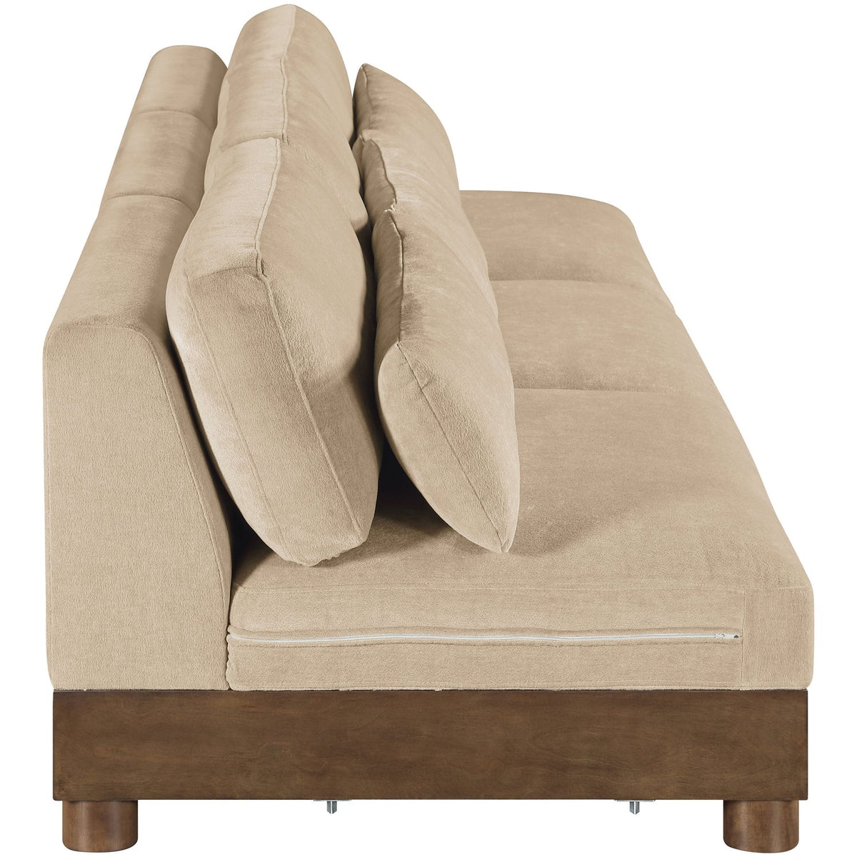Turin 120in Beige Chenille Fabric Upholstered 3 Piece Modular Sofa
