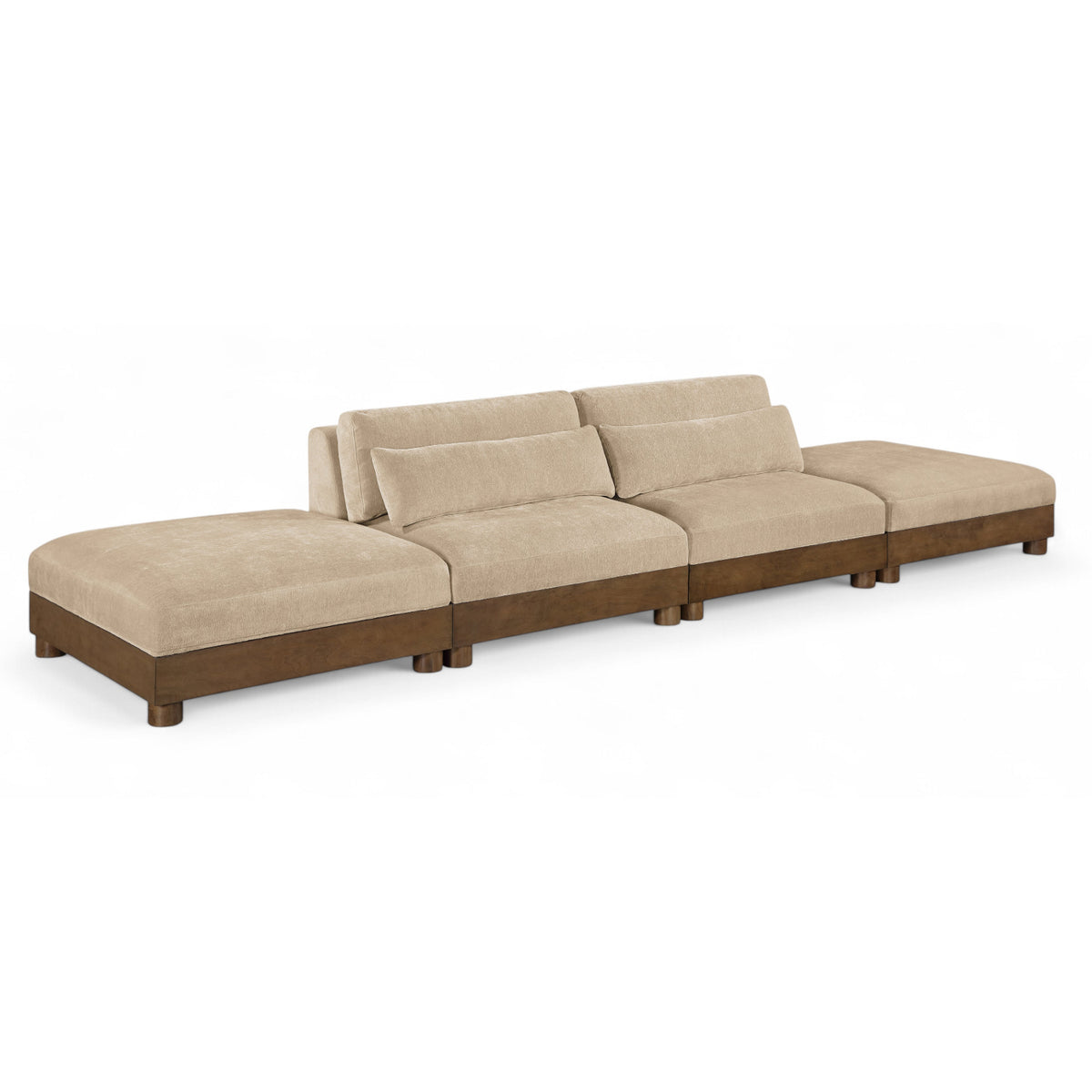 Turin 160" Beige Chenille Fabric Upholstered 4pc. Modular Sofa in beige chenille, primary product view