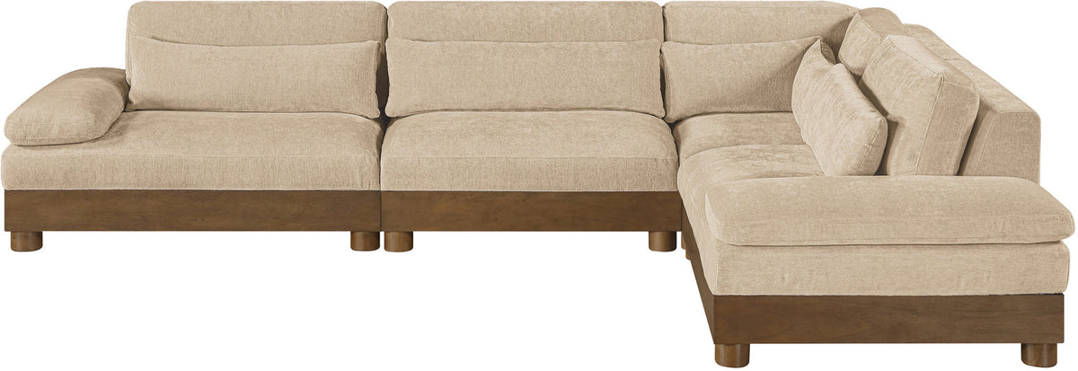 Turin 127.75in Beige Chenille Fabric Upholstered 4 Piece Modular Sectional Sofa