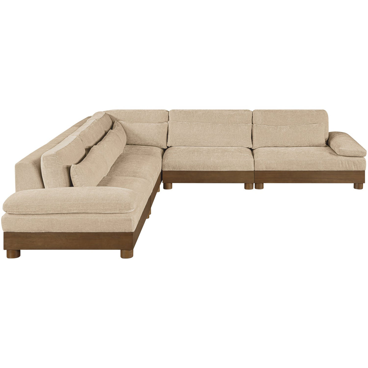 Turin 127.75in Beige Chenille Fabric Upholstered 5 Piece Modular Sectional Sofa