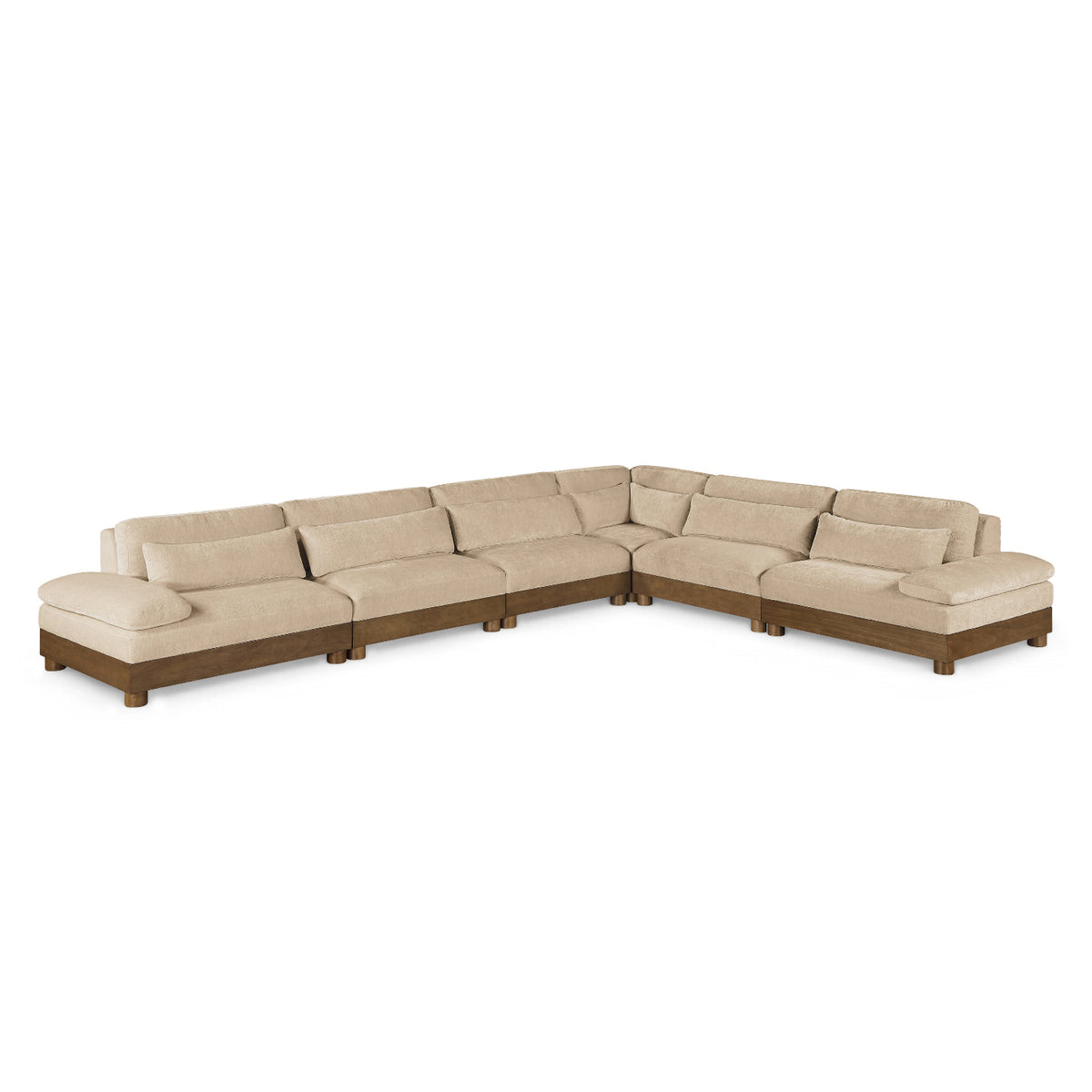 Turin 167.75" Beige Chenille Fabric Upholstered 6pc. Modular Sectional in beige, primary product view