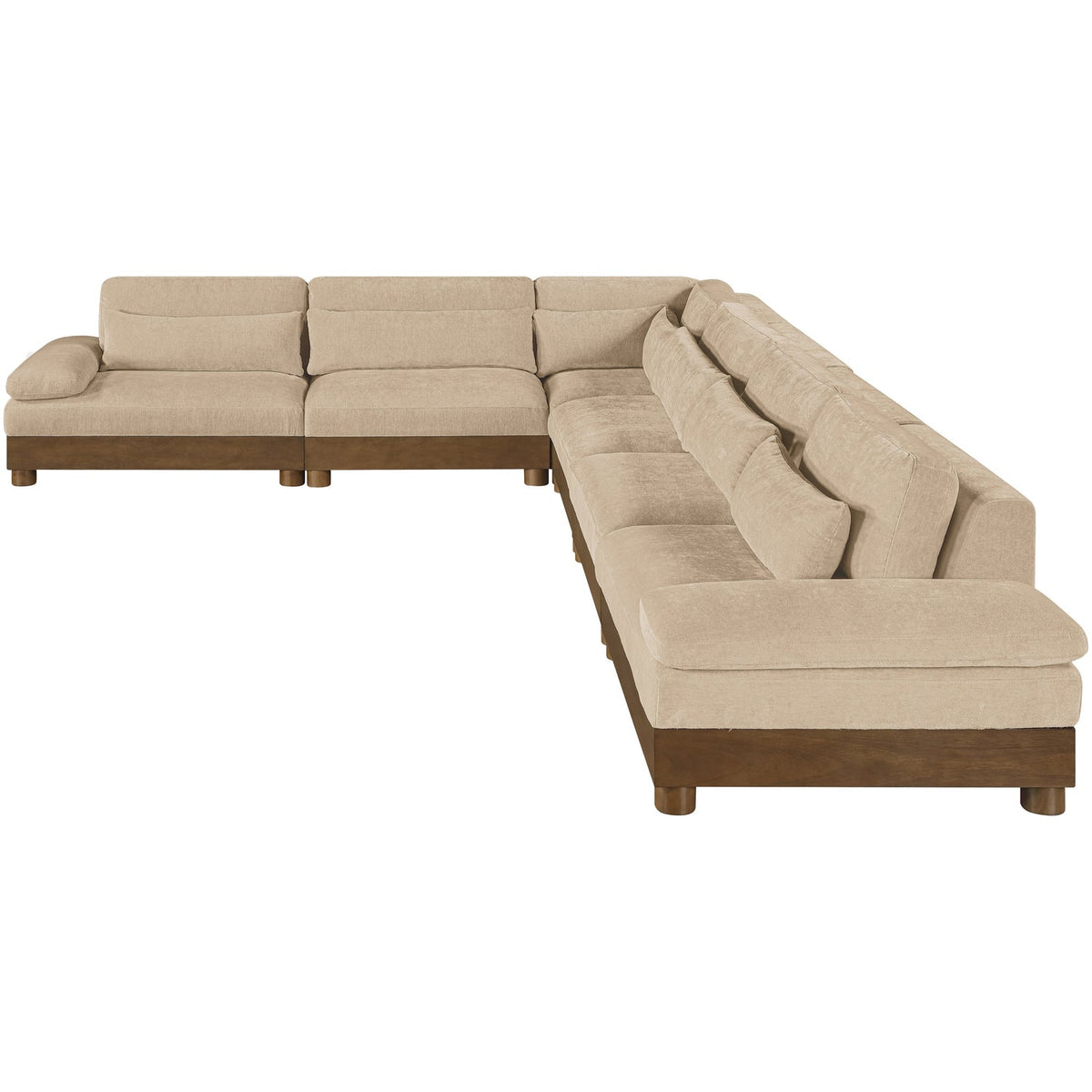 Turin 167.75in Beige Chenille Fabric Upholstered 6 Piece Modular Sectional Sofa