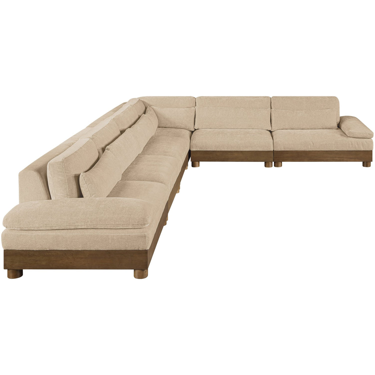 Turin 167.75in Beige Chenille Fabric Upholstered 6 Piece Modular Sectional Sofa
