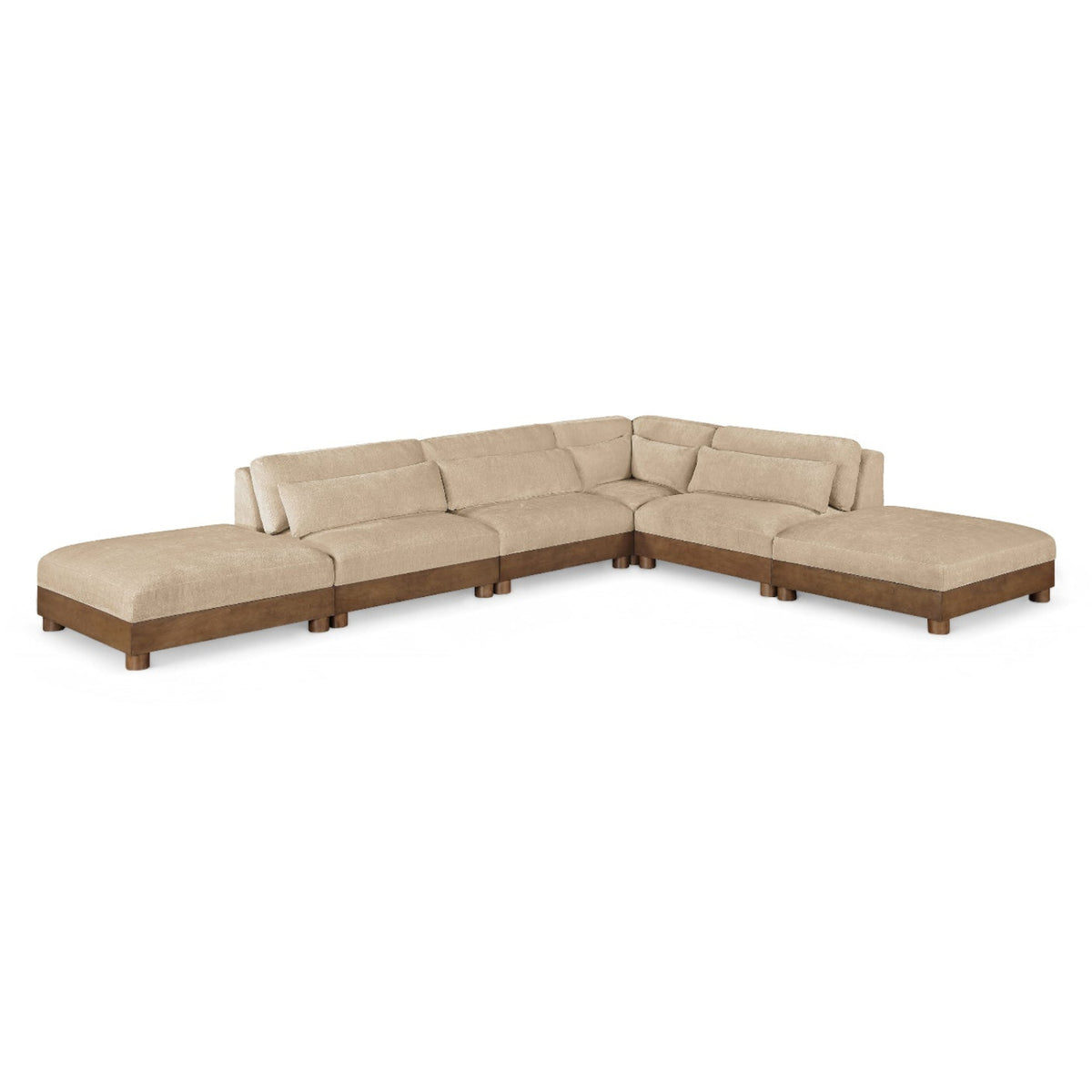 Turin 160" Beige Chenille Fabric Upholstered 6pc. Modular Sectional in beige chenille, primary product view