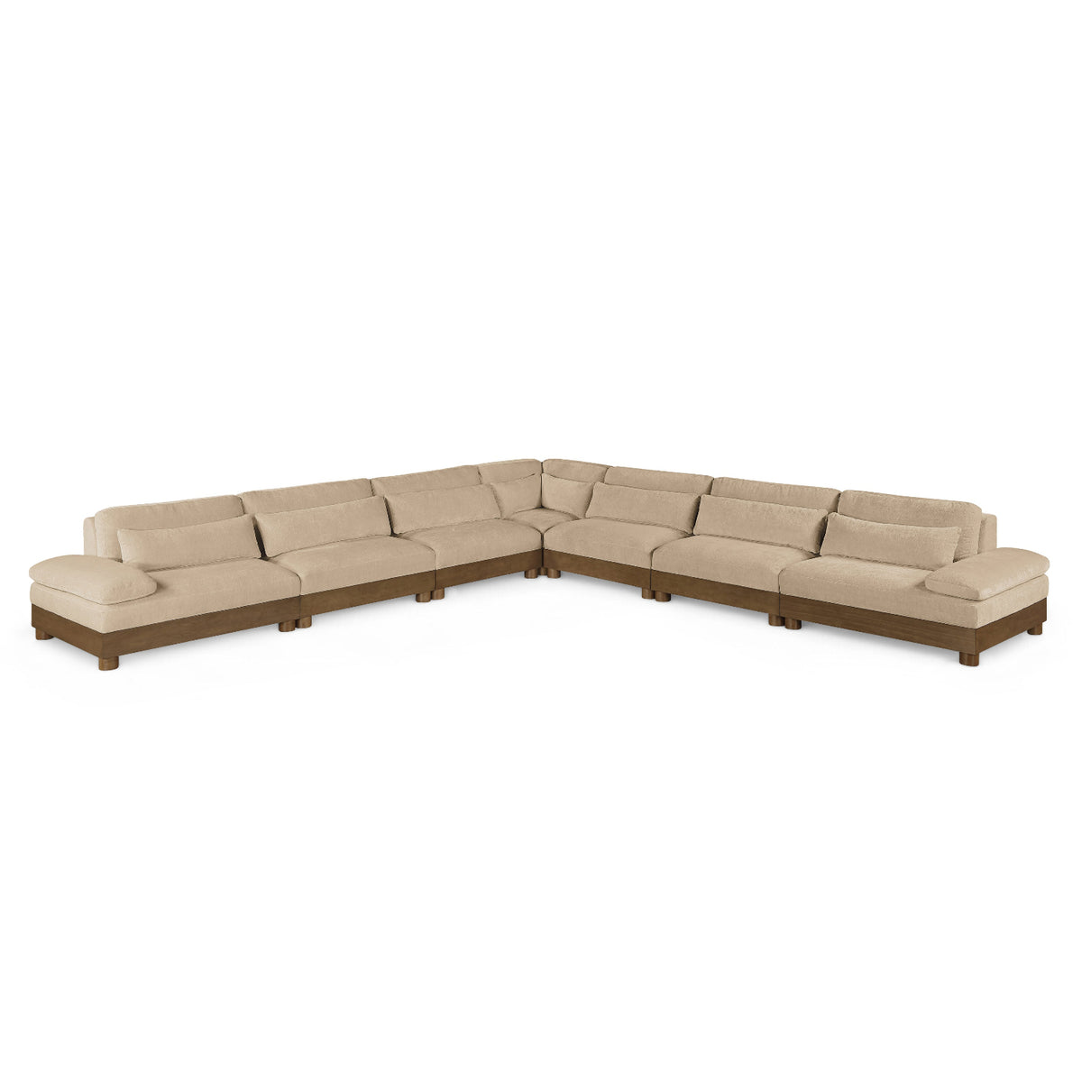 Turin 167.75" Beige Chenille Fabric Upholstered 7pc. Modular Sectional in beige, primary product view
