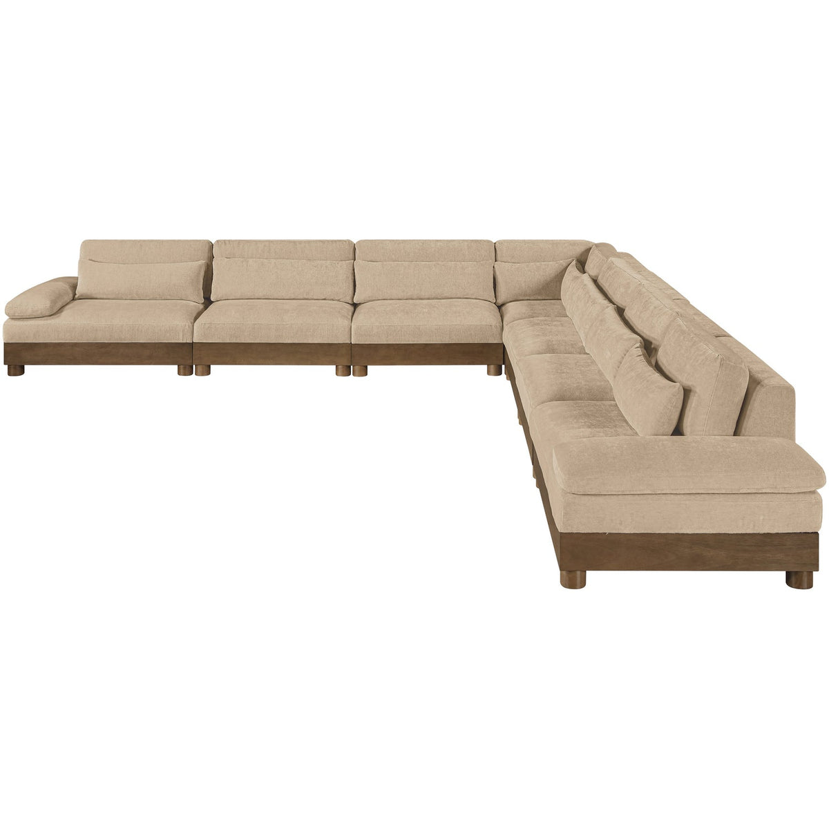 Turin 167.75in Beige Chenille Fabric Upholstered 7 Piece Modular Sectional Sofa