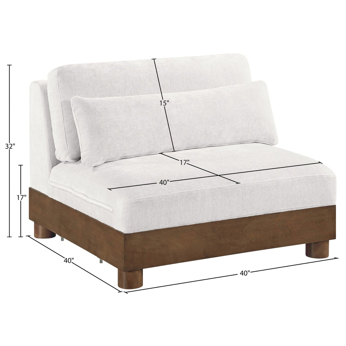 Turin Cream Chenille Fabric Upholstered Modular Armless Chair