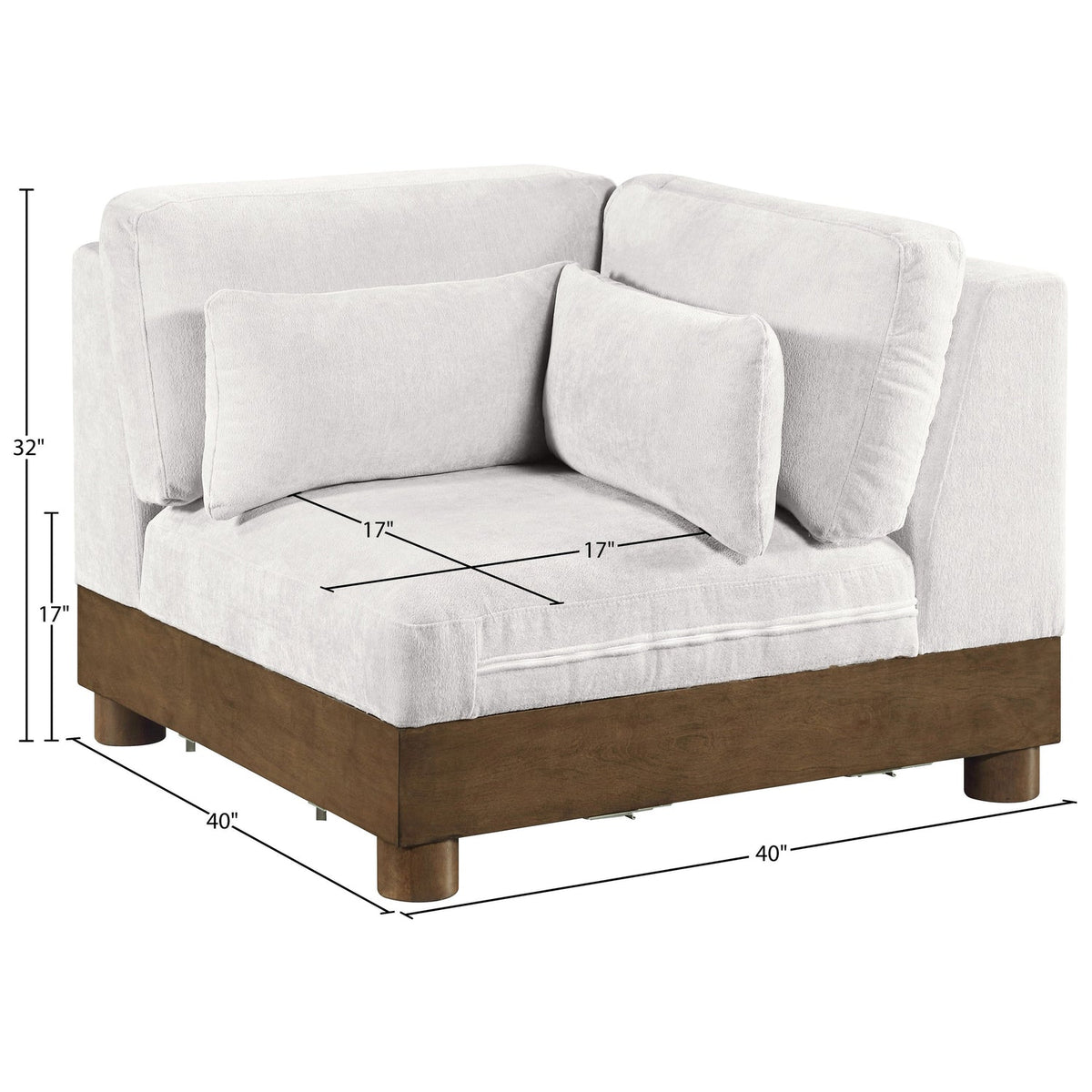 Turin Cream Chenille Fabric Upholstered Modular Corner Chair