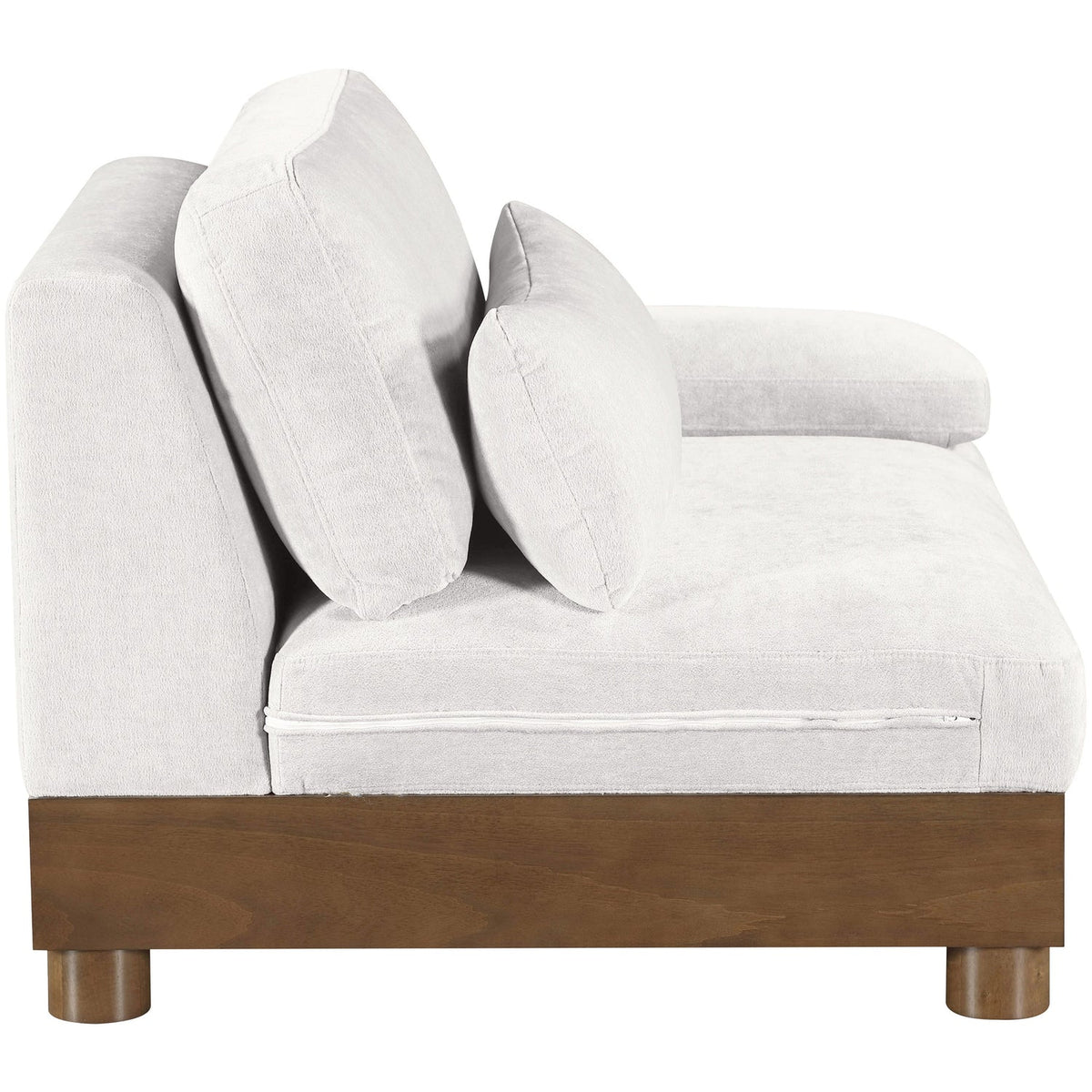Turin Cream Chenille Fabric Upholstered Modular Right Arm Chair