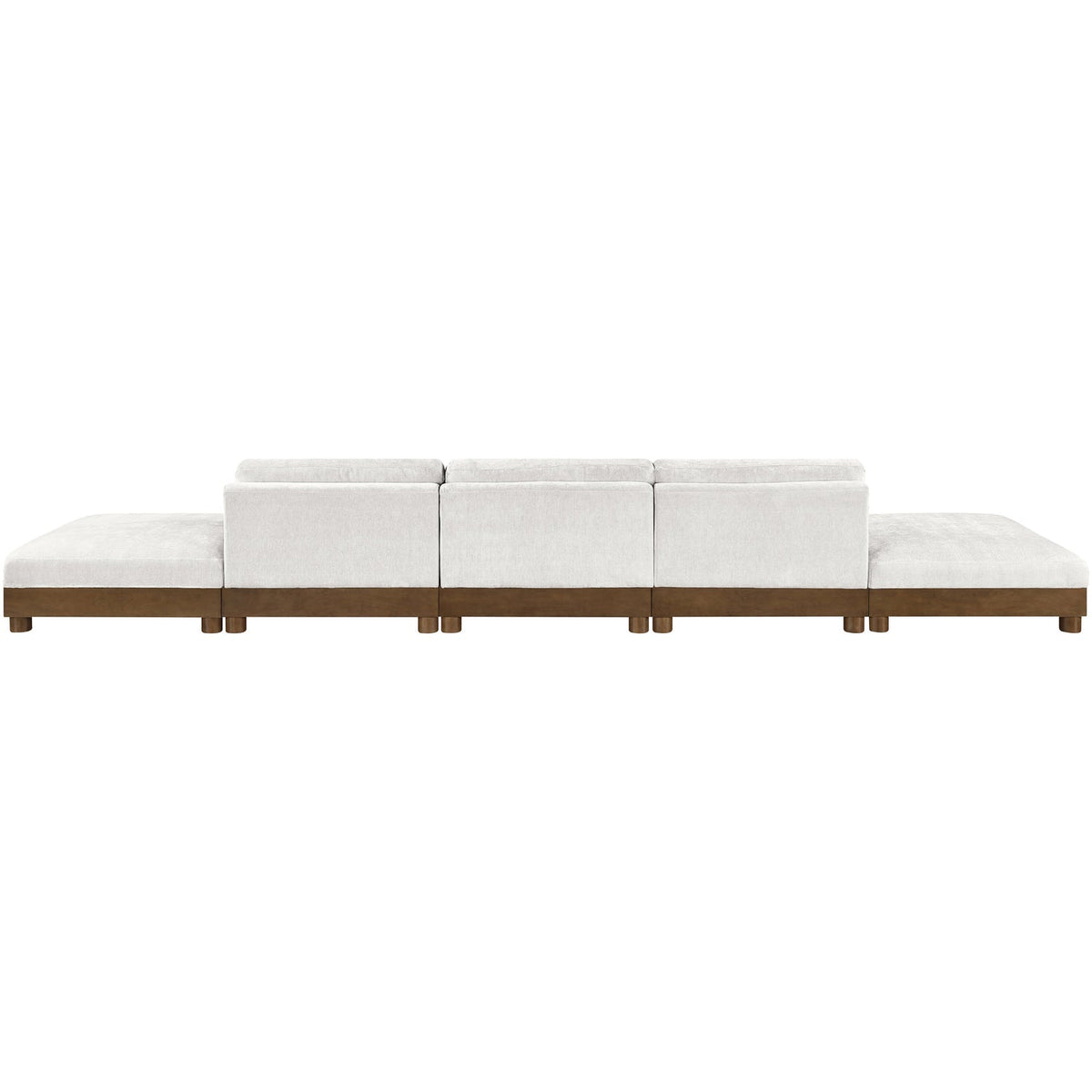 Turin 200in Cream Chenille Fabric Upholstered 5 Piece Modular Sofa