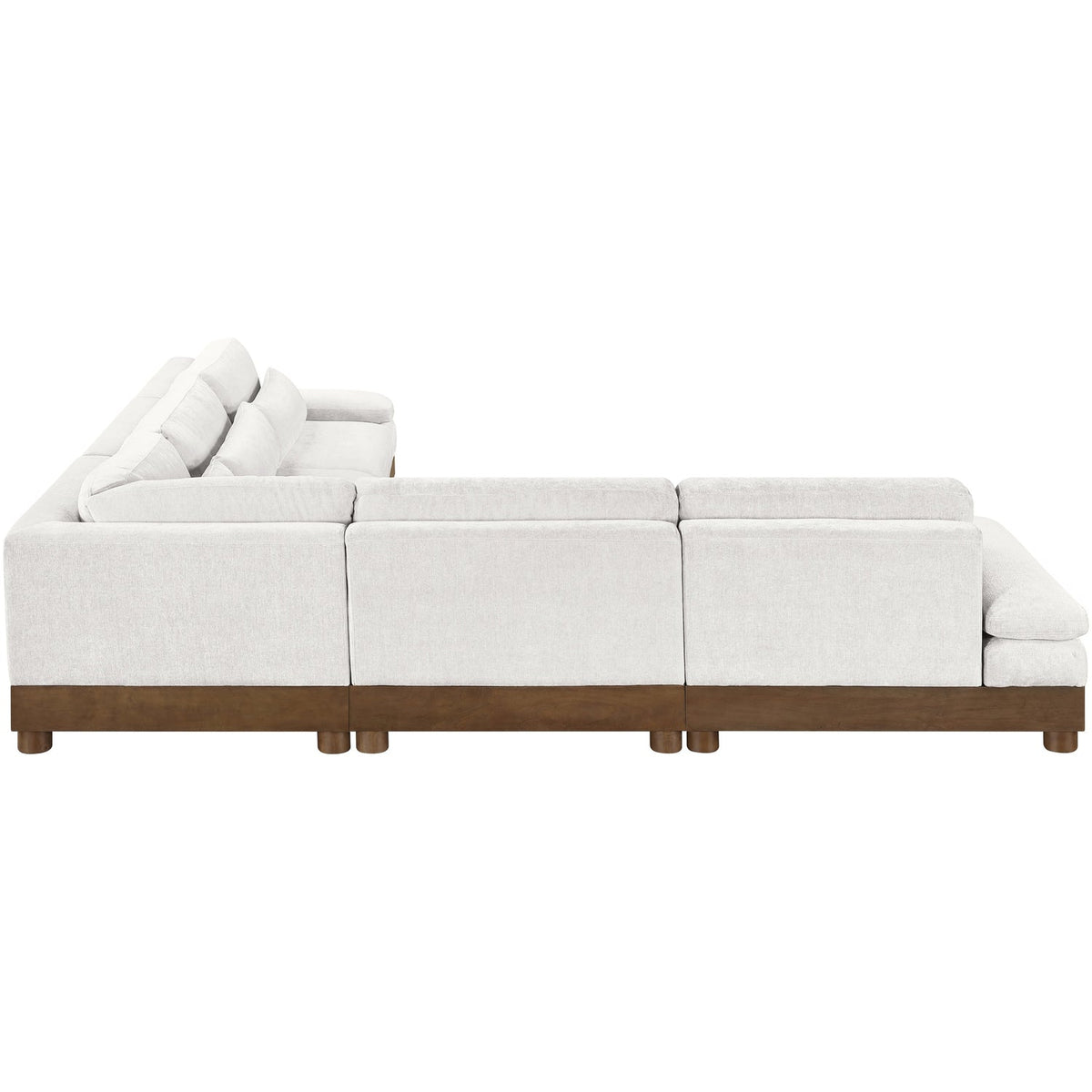 Turin 127.75in Cream Chenille Fabric Upholstered 5 Piece Modular Sectional Sofa