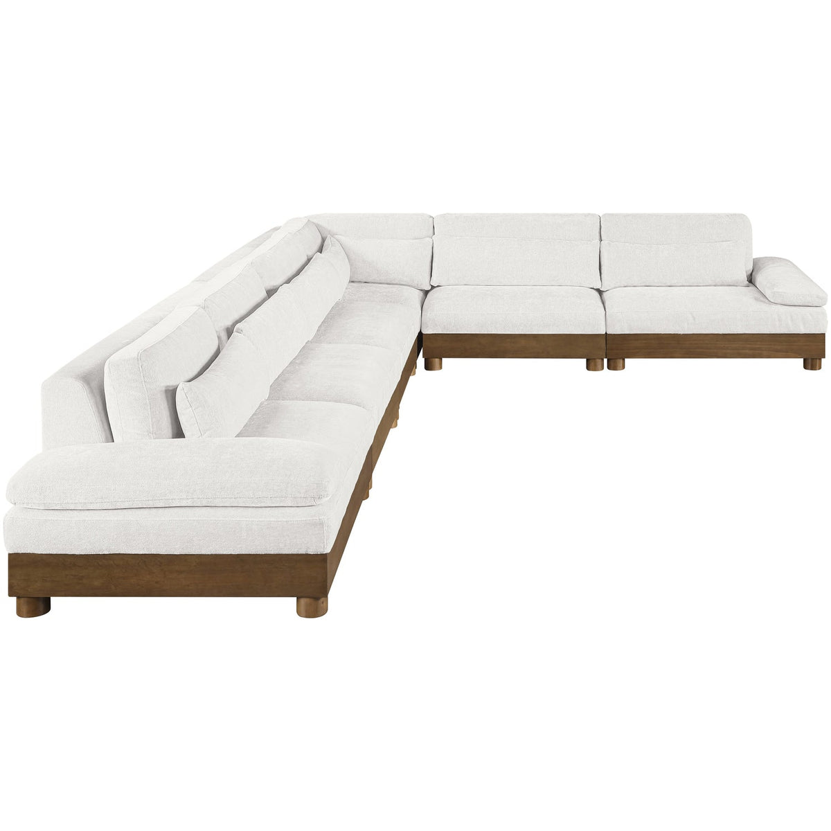 Turin 167.75in Cream Chenille Fabric Upholstered 6 Piece Modular Sectional Sofa