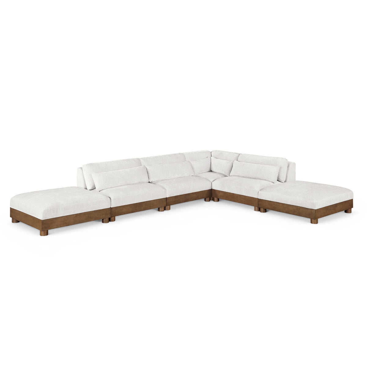 Turin 160" Cream Chenille Fabric Upholstered 6pc. Modular Sectional in cream chenille, primary product view