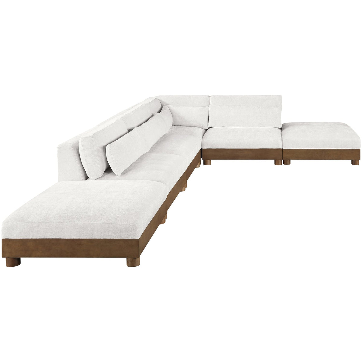 Turin 160in Cream Chenille Fabric Upholstered 6 Piece Modular Sectional Sofa