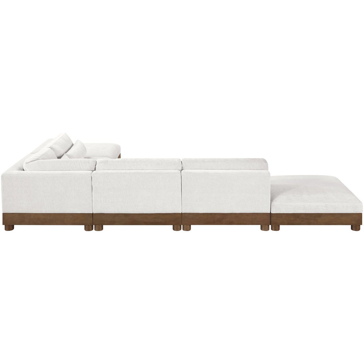Turin 160in Cream Chenille Fabric Upholstered 6 Piece Modular Sectional Sofa
