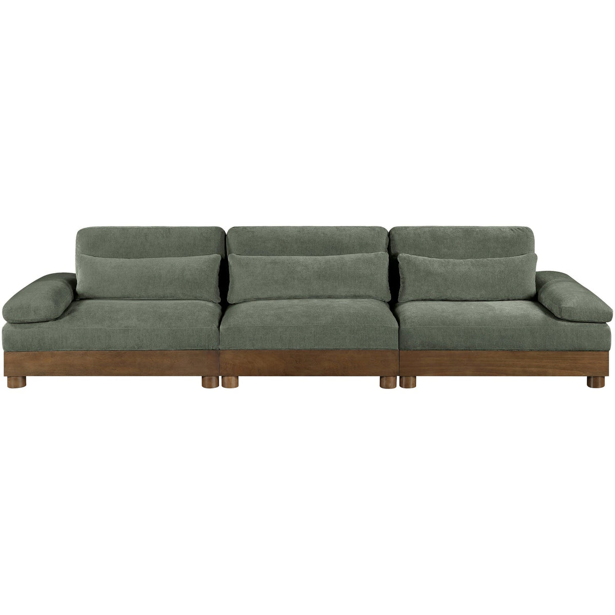 Turin 13 5 .5in Green Chenille Fabric Upholstered 3 Piece. Modular Sofa