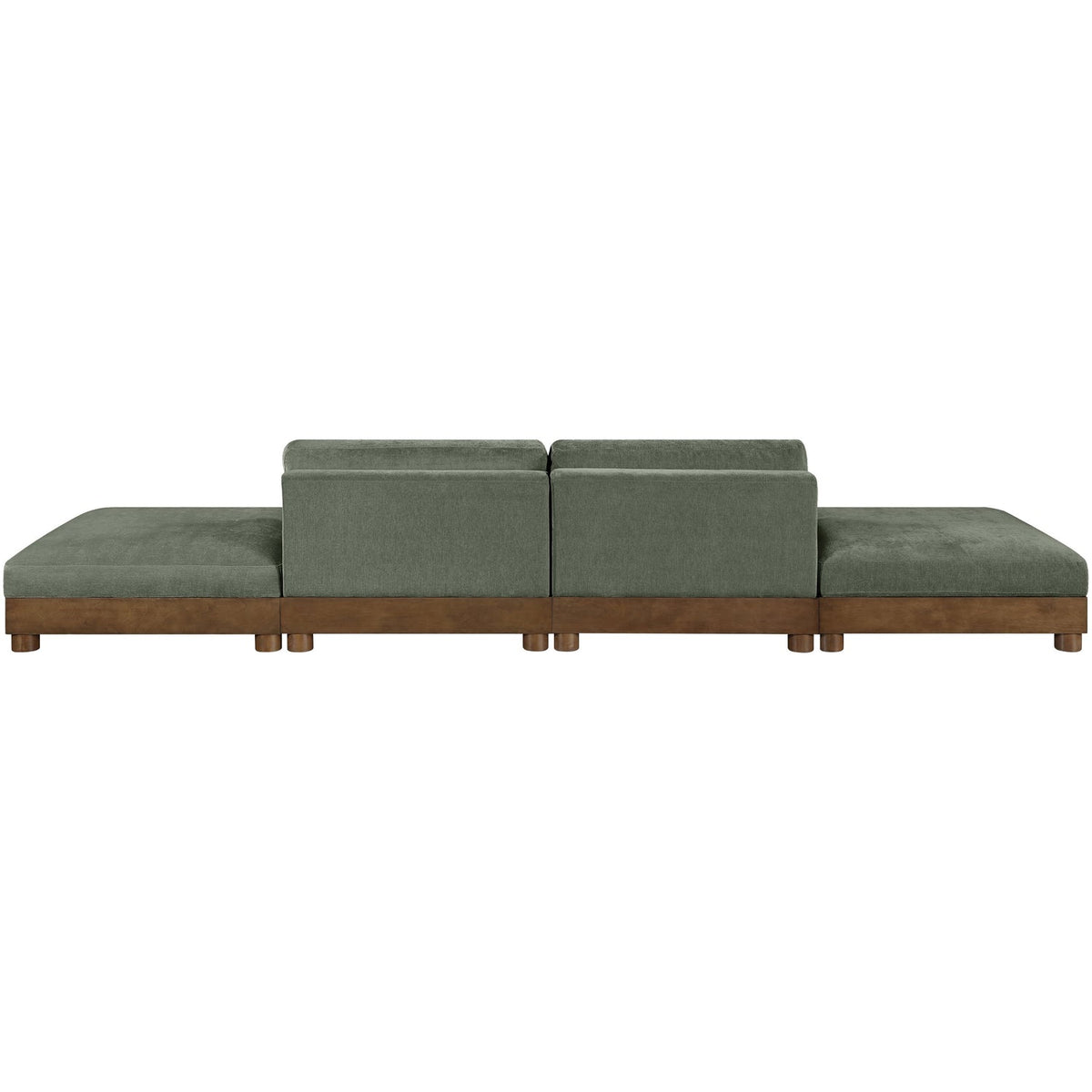 Turin 160in Green Chenille Fabric Upholstered 4 Piece Modular Sofa